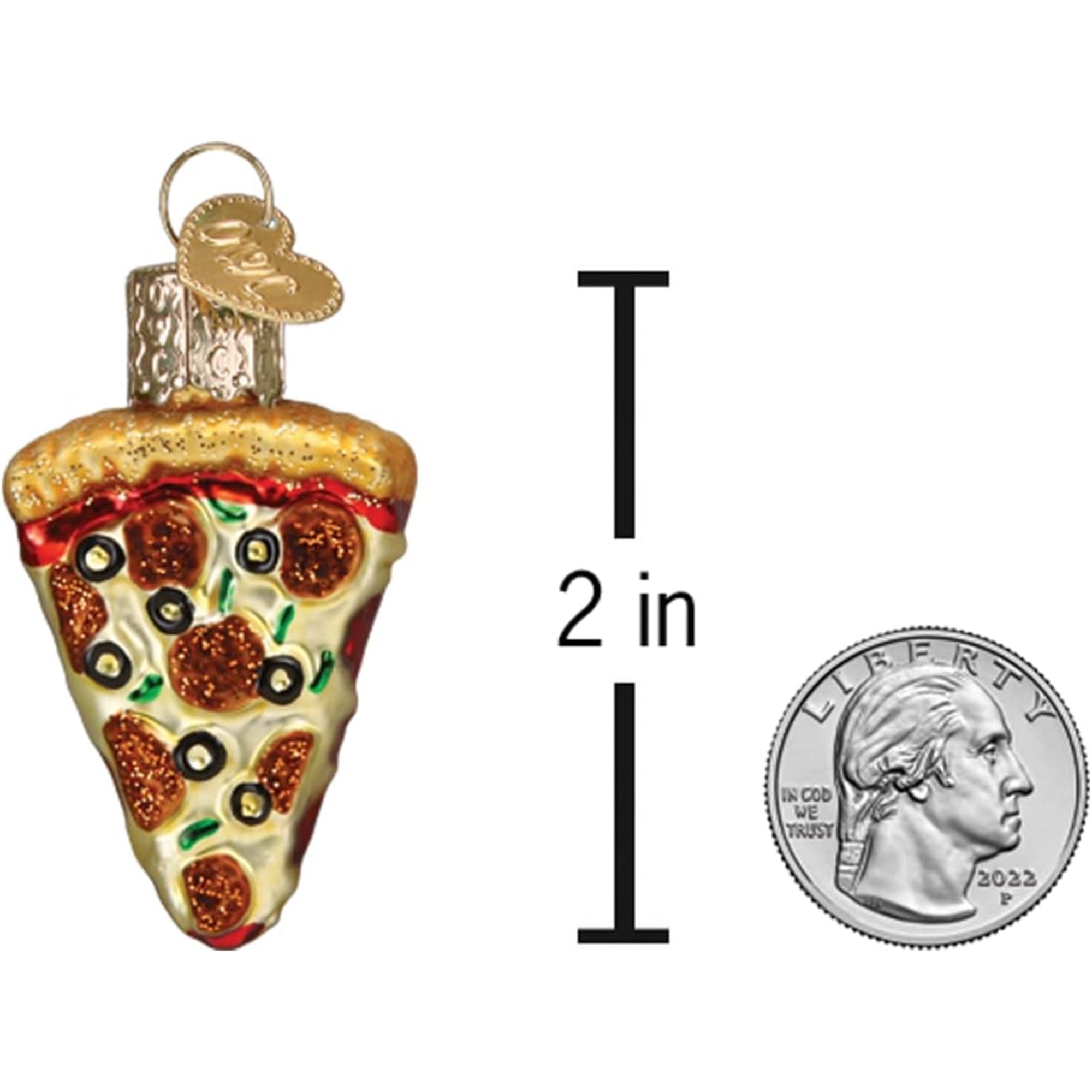 Old World Christmas Blown Glass Mini Ornament for Christmas Tree, Pizza Slice