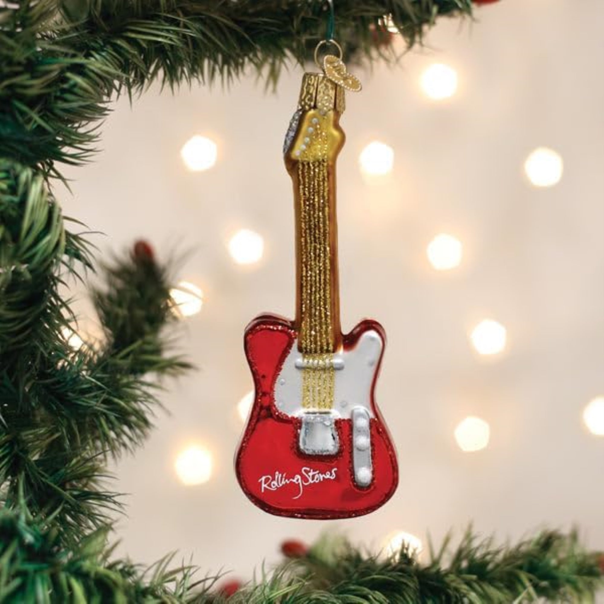Old World Christmas Blown Glass Ornament for Christmas Tree, The Rolling Stones Guitar (with OWC Gift Box)