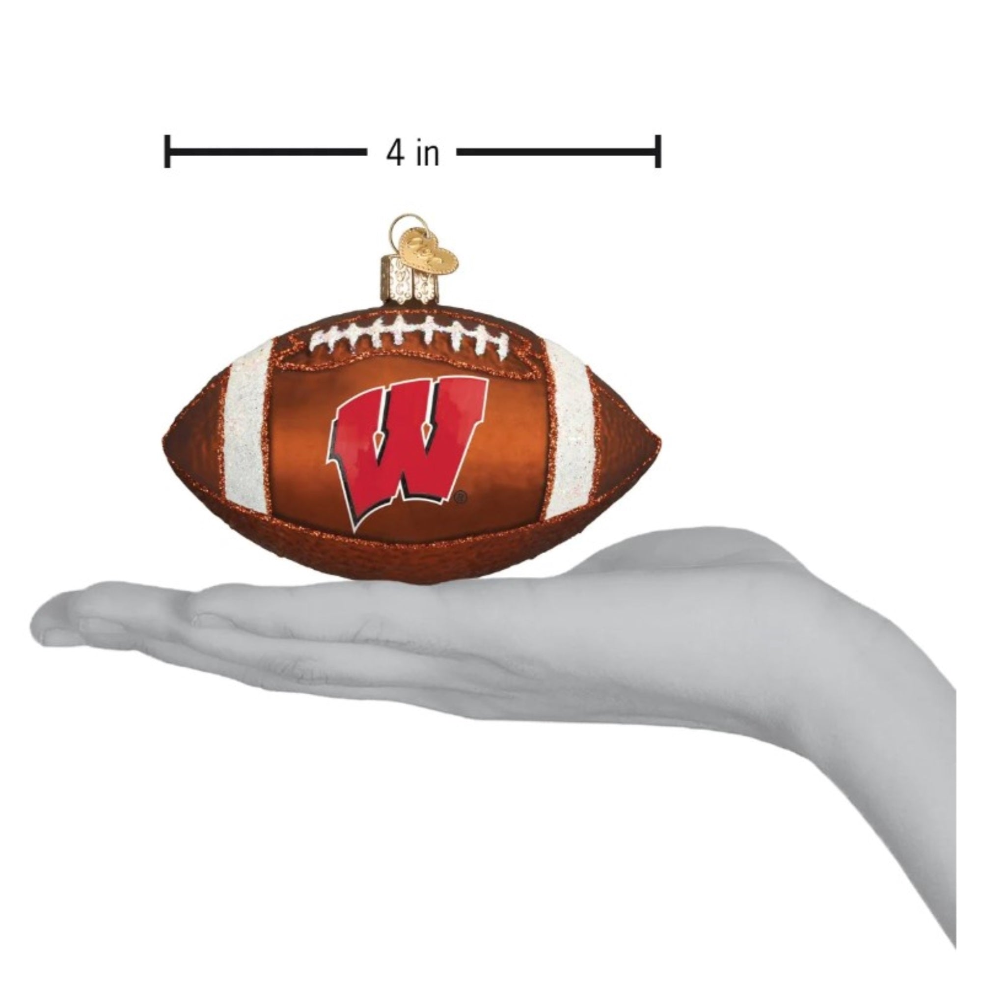 Old World Christmas Blown Glass Ornament for Christmas Tree, Wisconsin Badgers Football