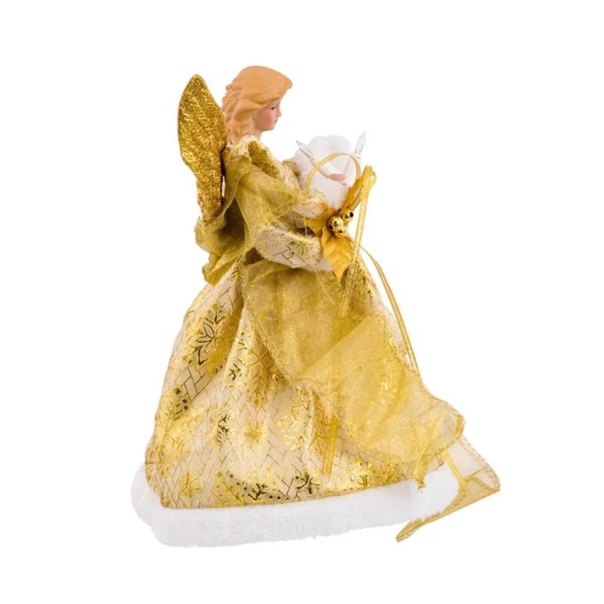 Kurt Adler UL 10-Light Gold Dress Angel Christmas Treetop, 12in