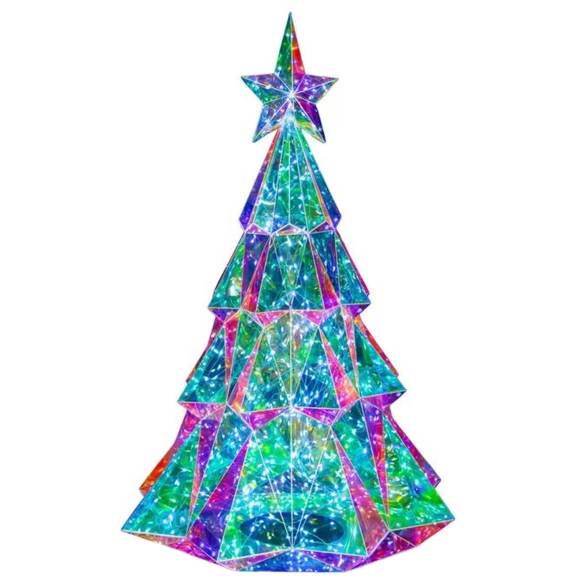 Kurt Adler Pre-Lit Cool White LED Holographic Iridescent Christmas Tree, 20in