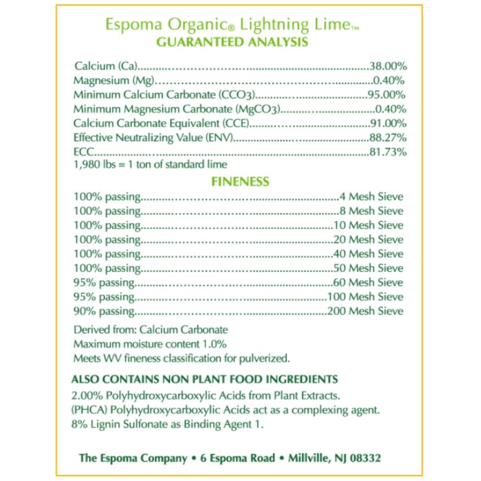 Espoma Organic Lightning Lime Ultra Fast Lime, Helps Grow Greener Lawns, 30lb