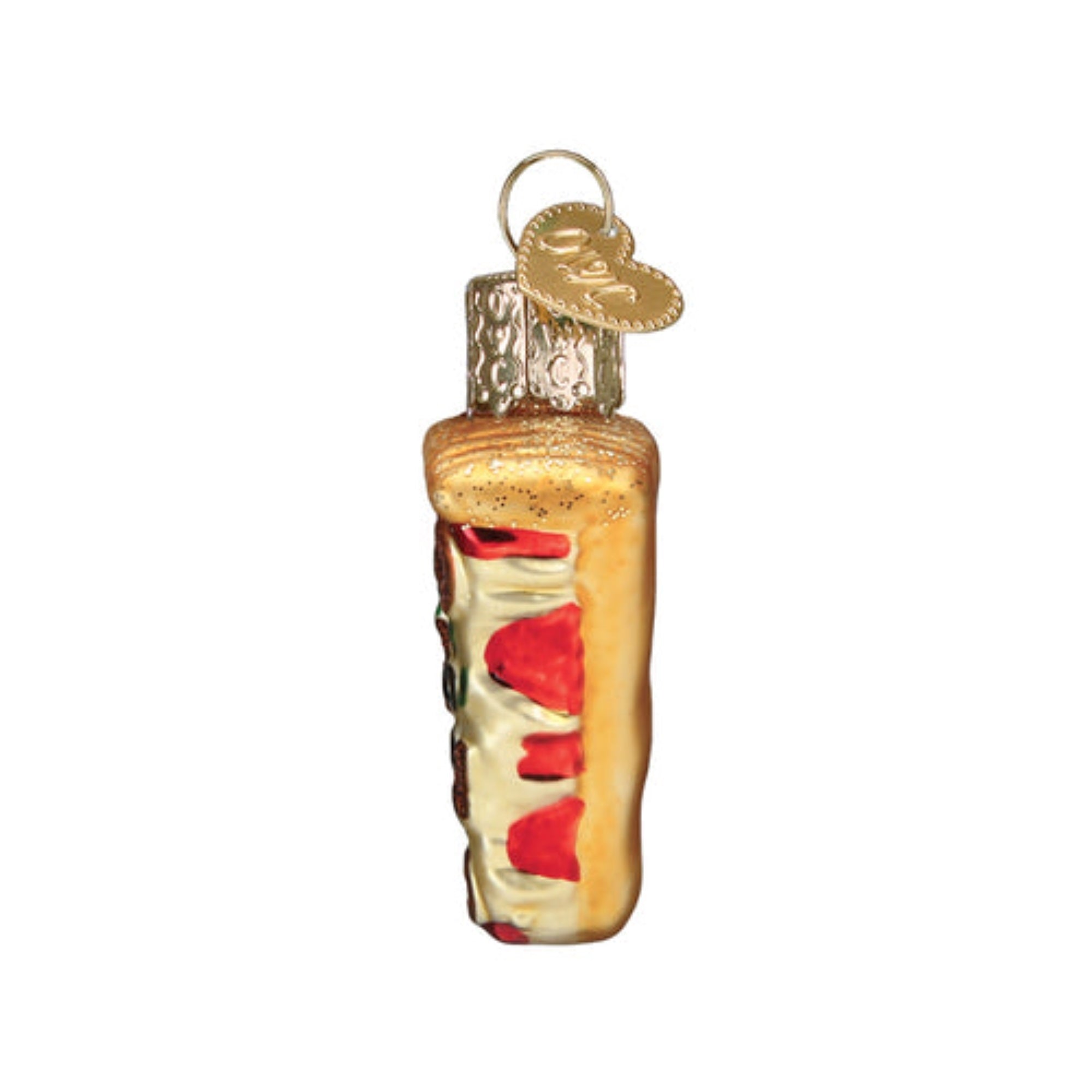 Old World Christmas Blown Glass Mini Ornament for Christmas Tree, Pizza Slice