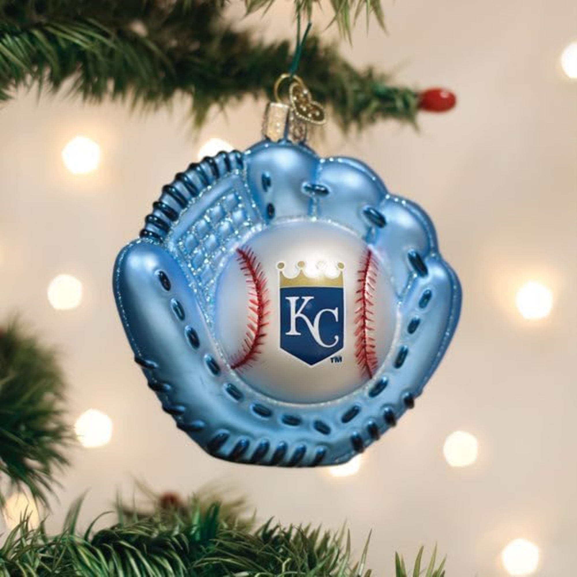 Old World Christmas Blown Glass Ornament for Christmas Tree, Kansas City Royals Mitt