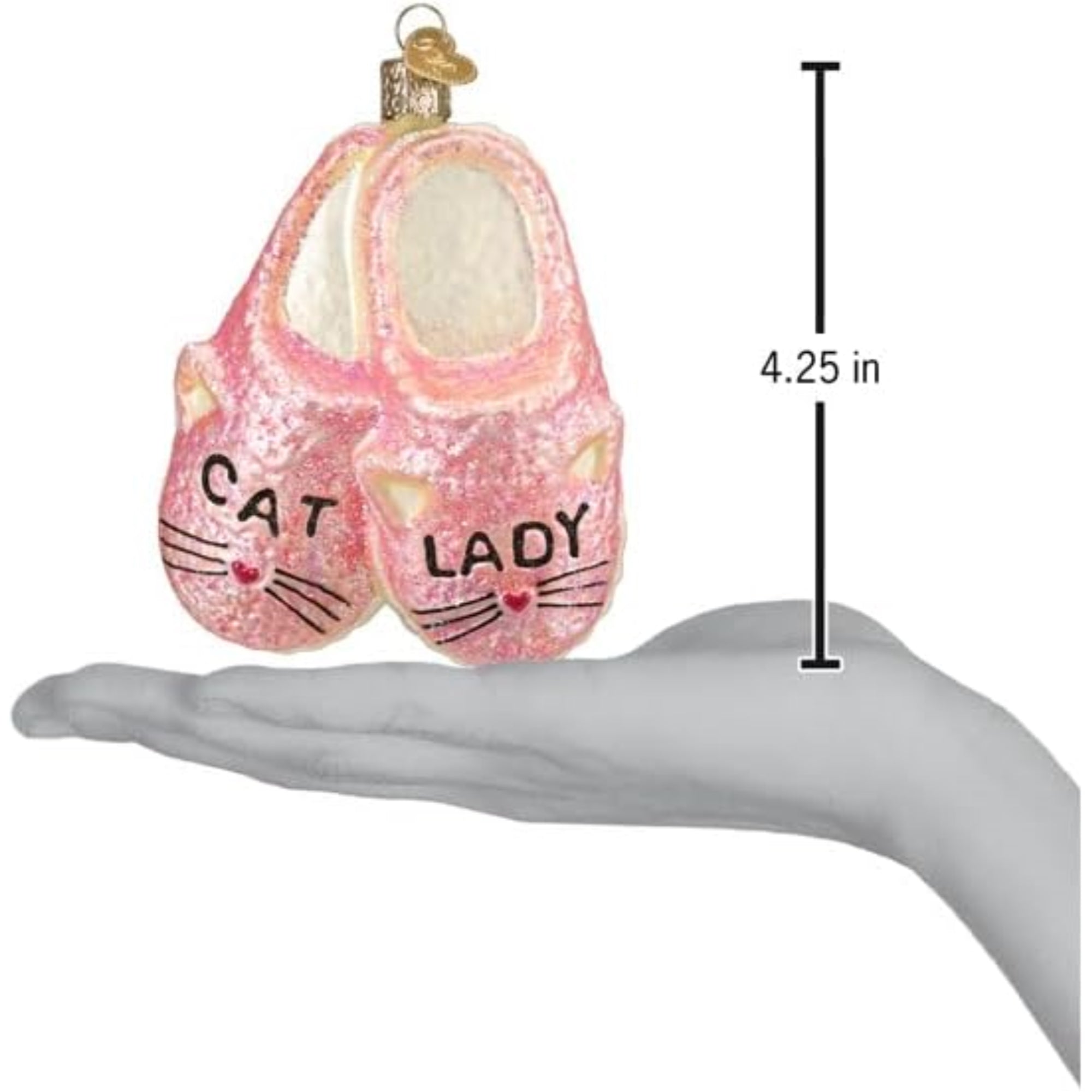 Old World Christmas Blown Glass Ornament for Christmas Tree, Cat Lady Slippers (with OWC Gift Box)