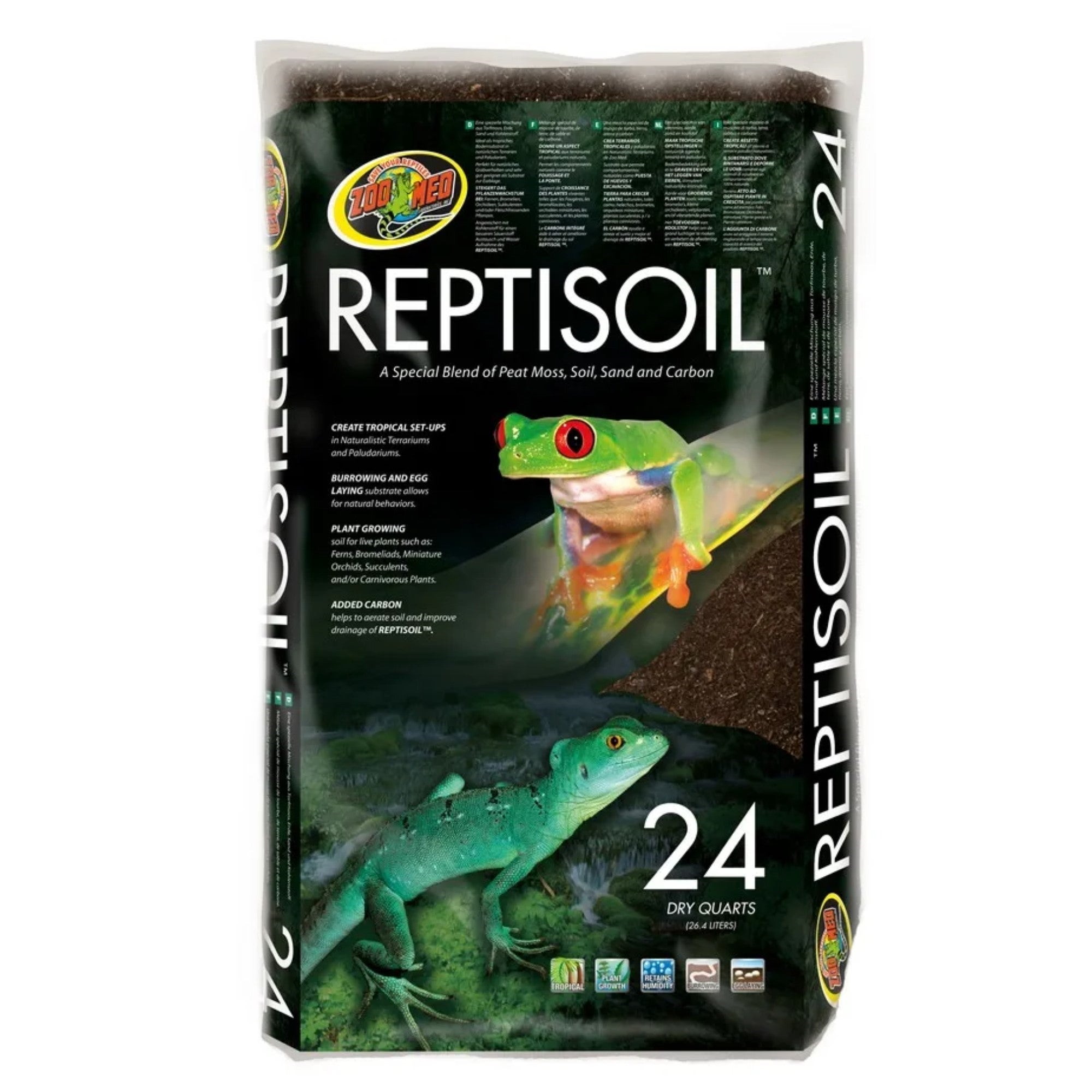 Zoo Med Laboratories ReptiSoil Substrate, Peat Moss, Soil, Sand and Carbon, 24qt