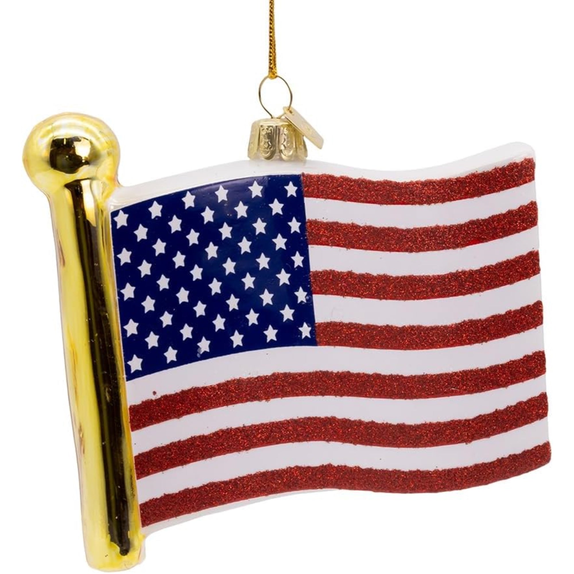 Kurt Adler Nobel Gems Collection Glass Christmas Ornament, American Flag