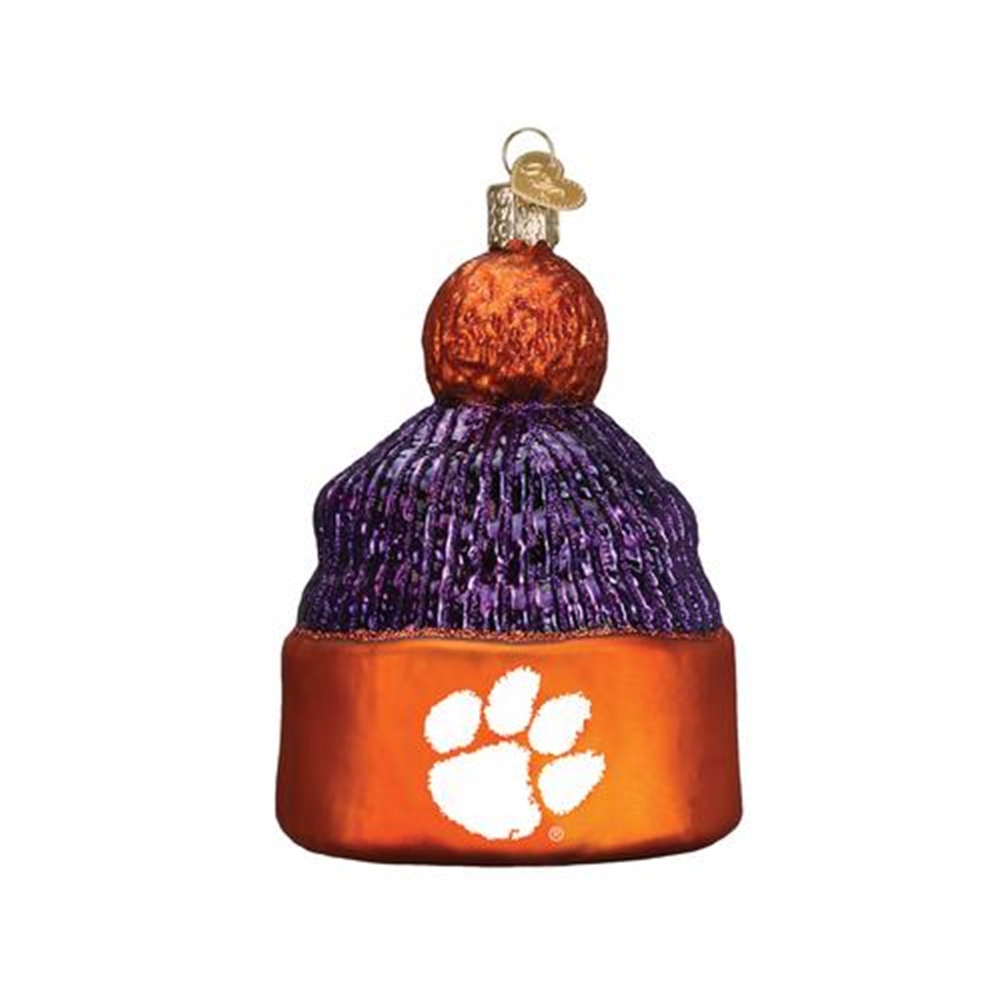 Old World Christmas Blown Glass Ornament for Christmas Tree, Clemson Beanie