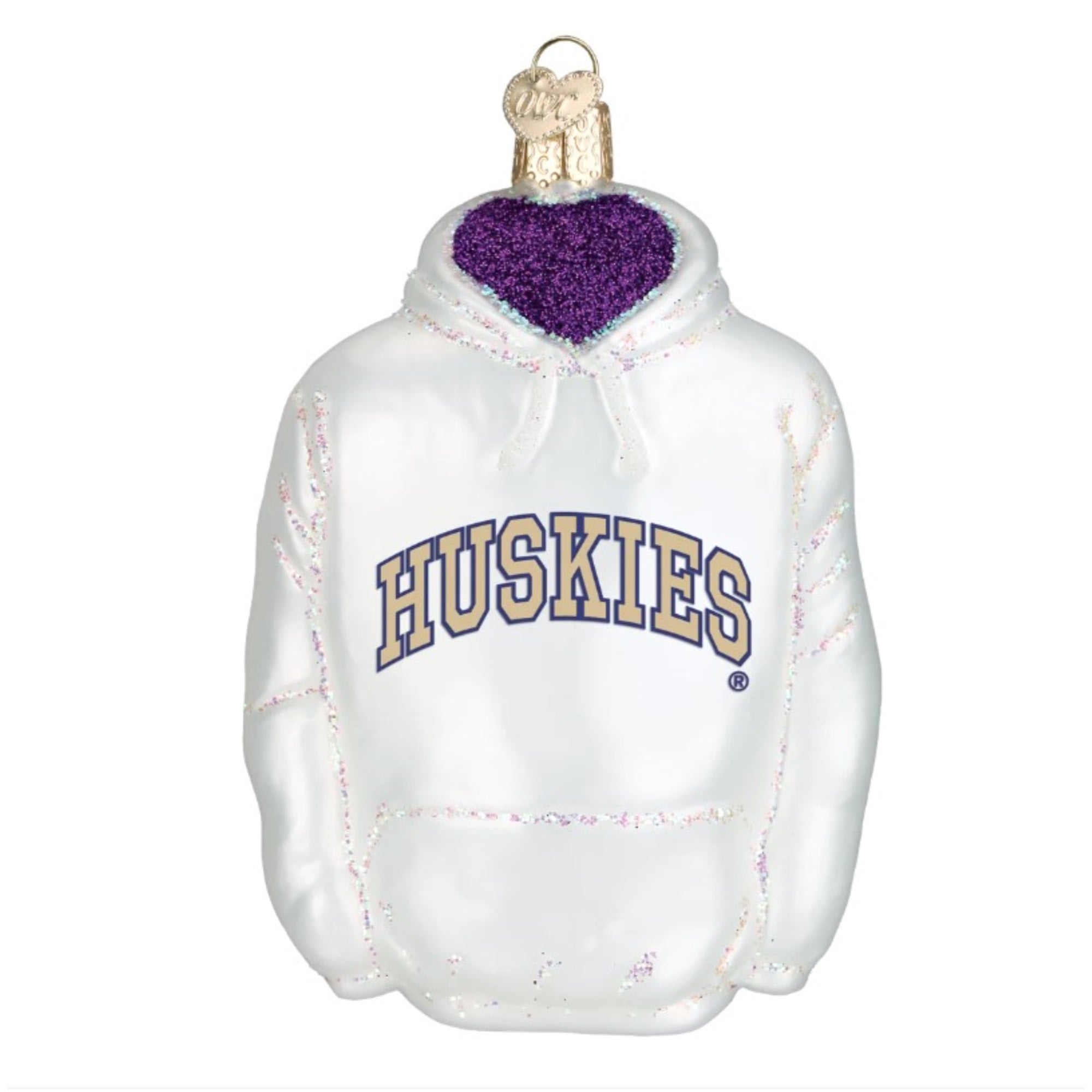 Old World Christmas Blown Glass Ornament for Christmas Tree, Washington Huskies Hoodie