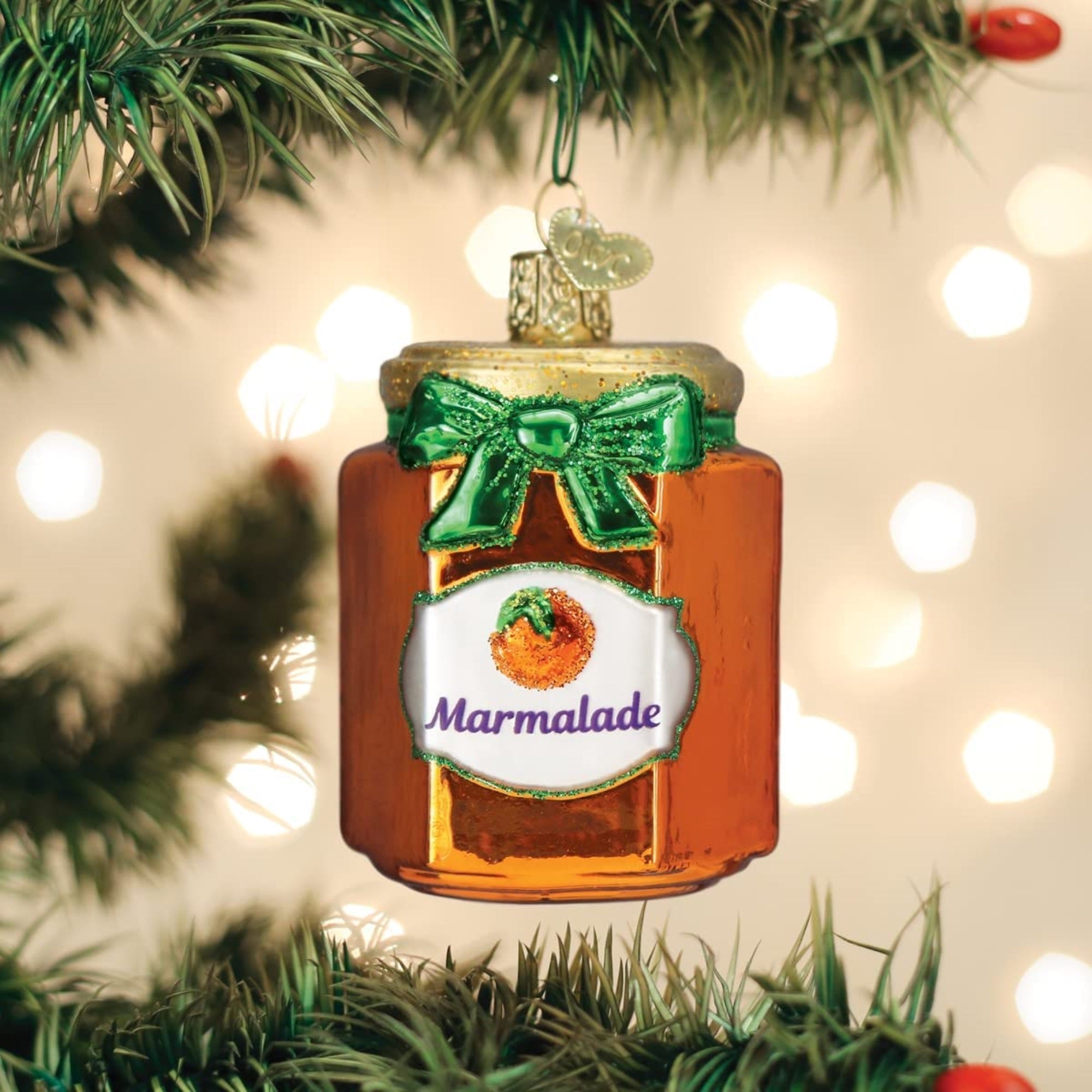 Old World Christmas Blown Glass Ornament for Christmas Tree, Jar of Marmalade