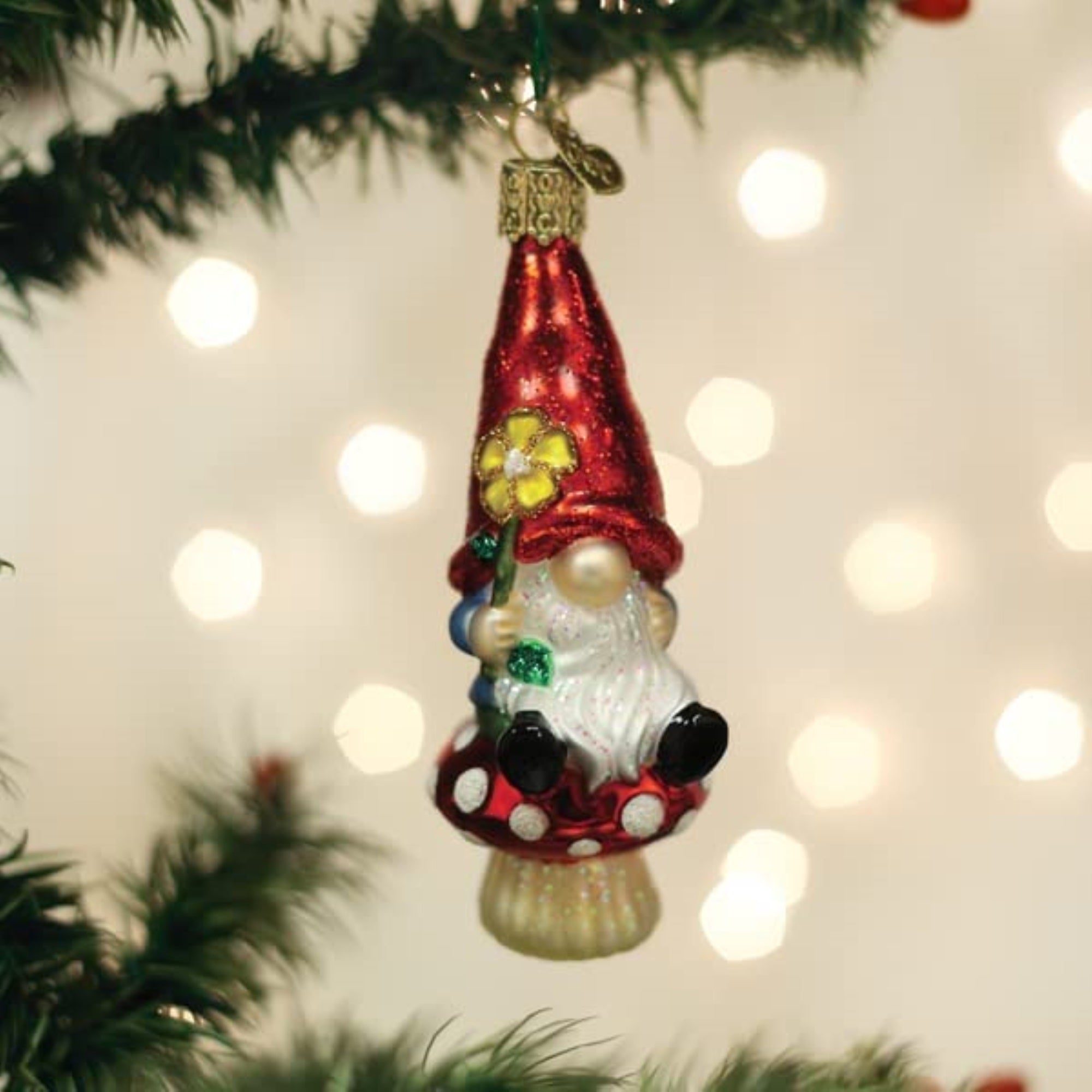 Old World Christmas Blown Glass Ornament for Christmas Tree, Garden Gnome