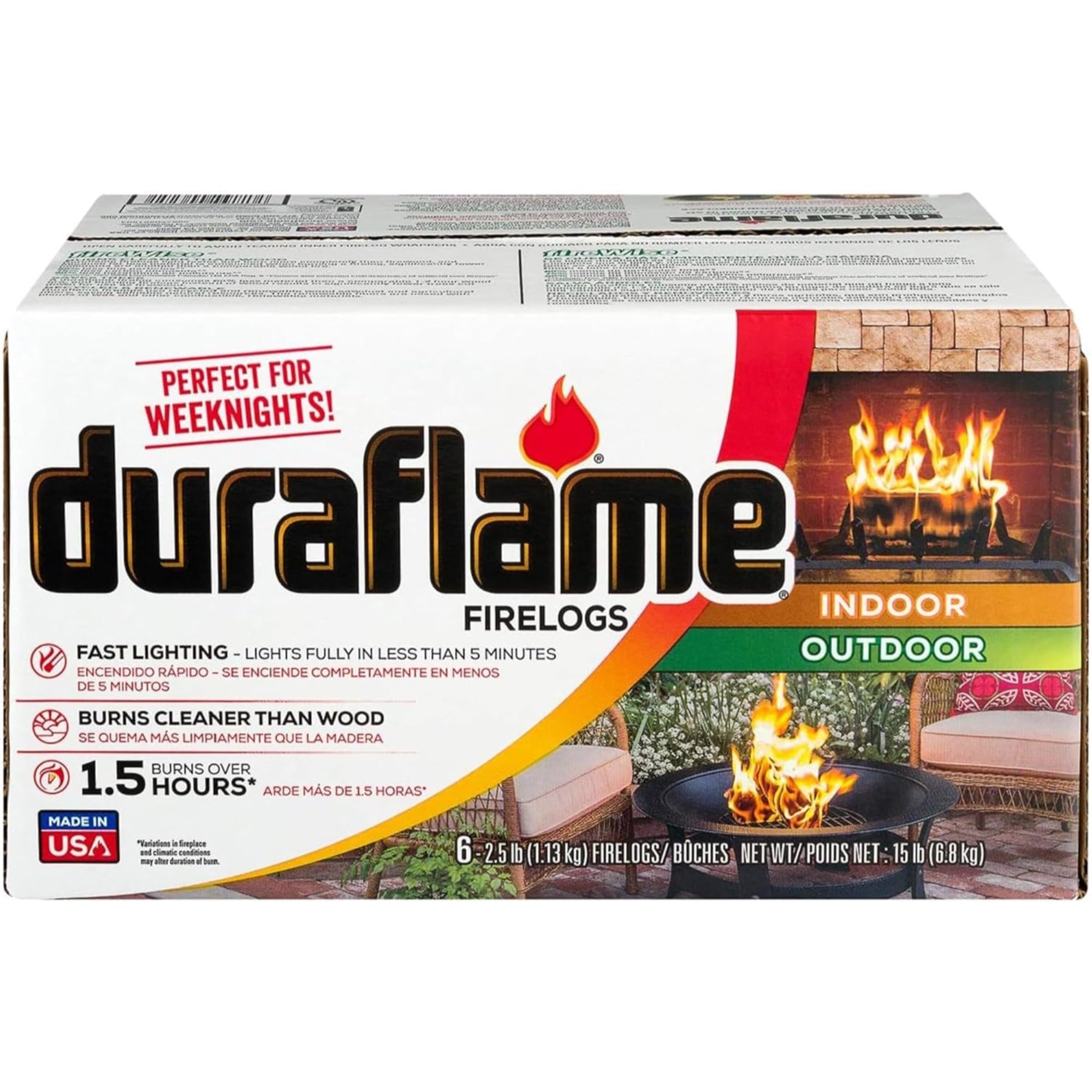 Duraflame Firelogs, 1.5 Hour Burn Time, 2.5lb (Pack of 6)