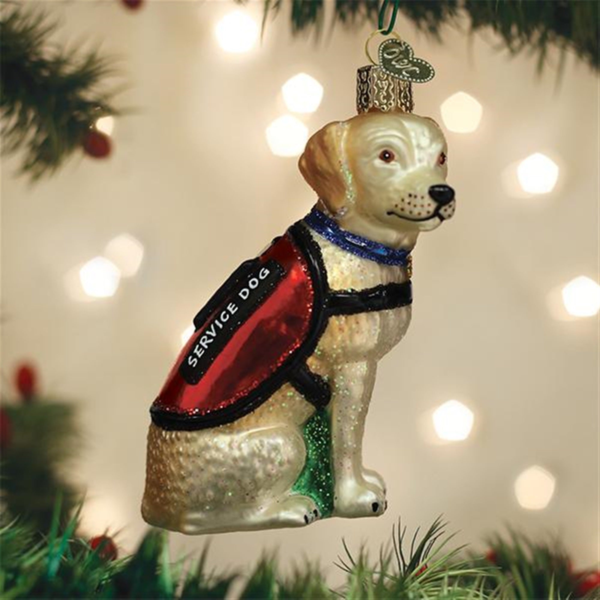 Old World Christmas Blown Glass Ornament for Christmas Tree, Service Dog