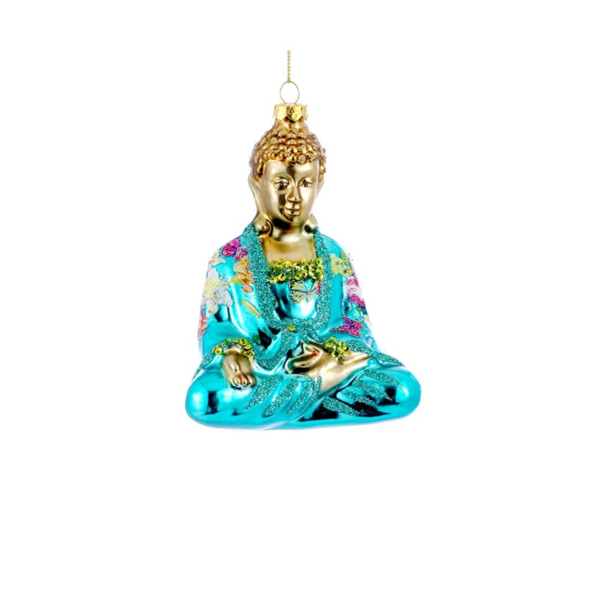 Kurt Adler Hanging Glass Christmas Tree Ornament, Buddha