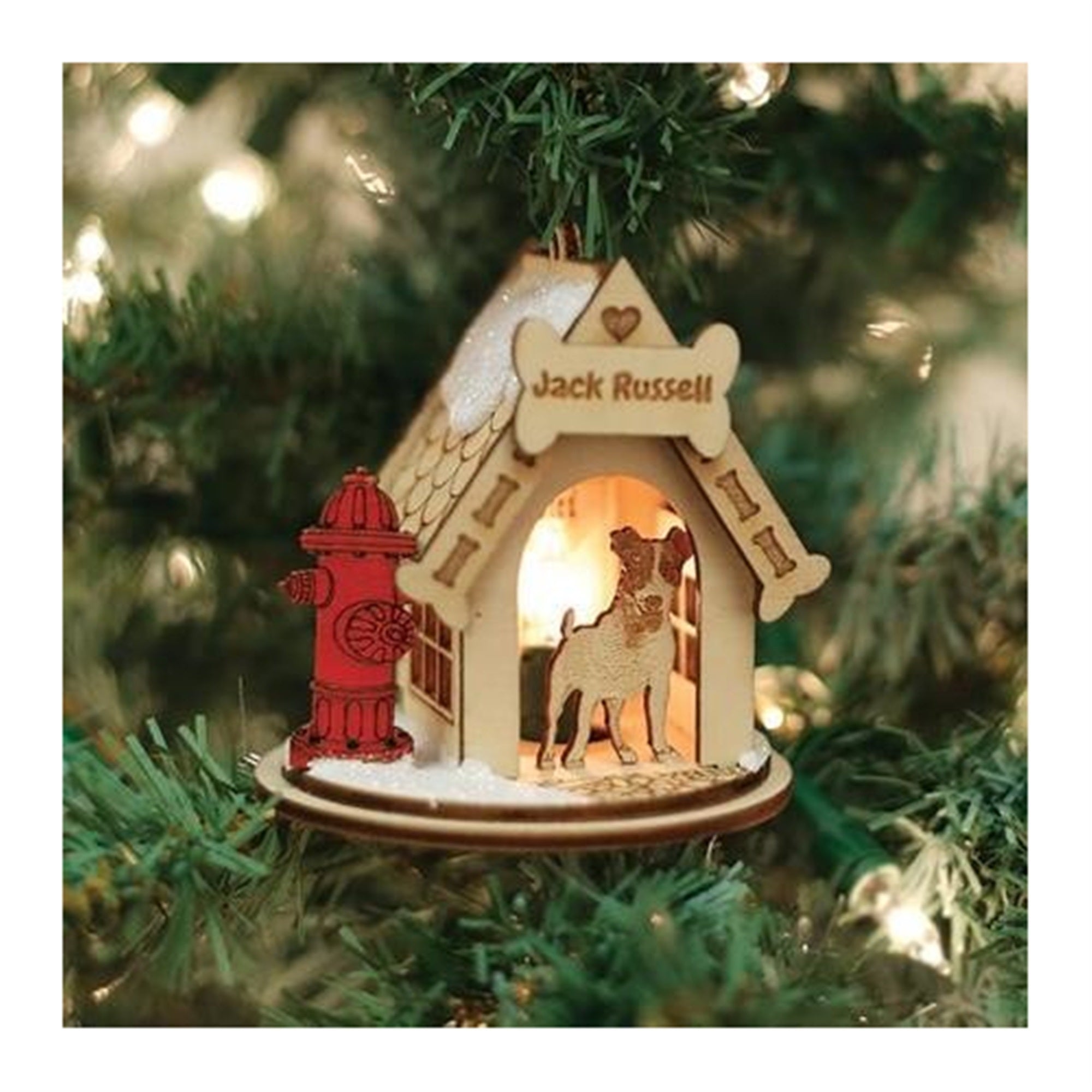 Old World Christmas Ginger Cottages Wooden Ornament for Christmas Tree, Jack Russell Doghouse