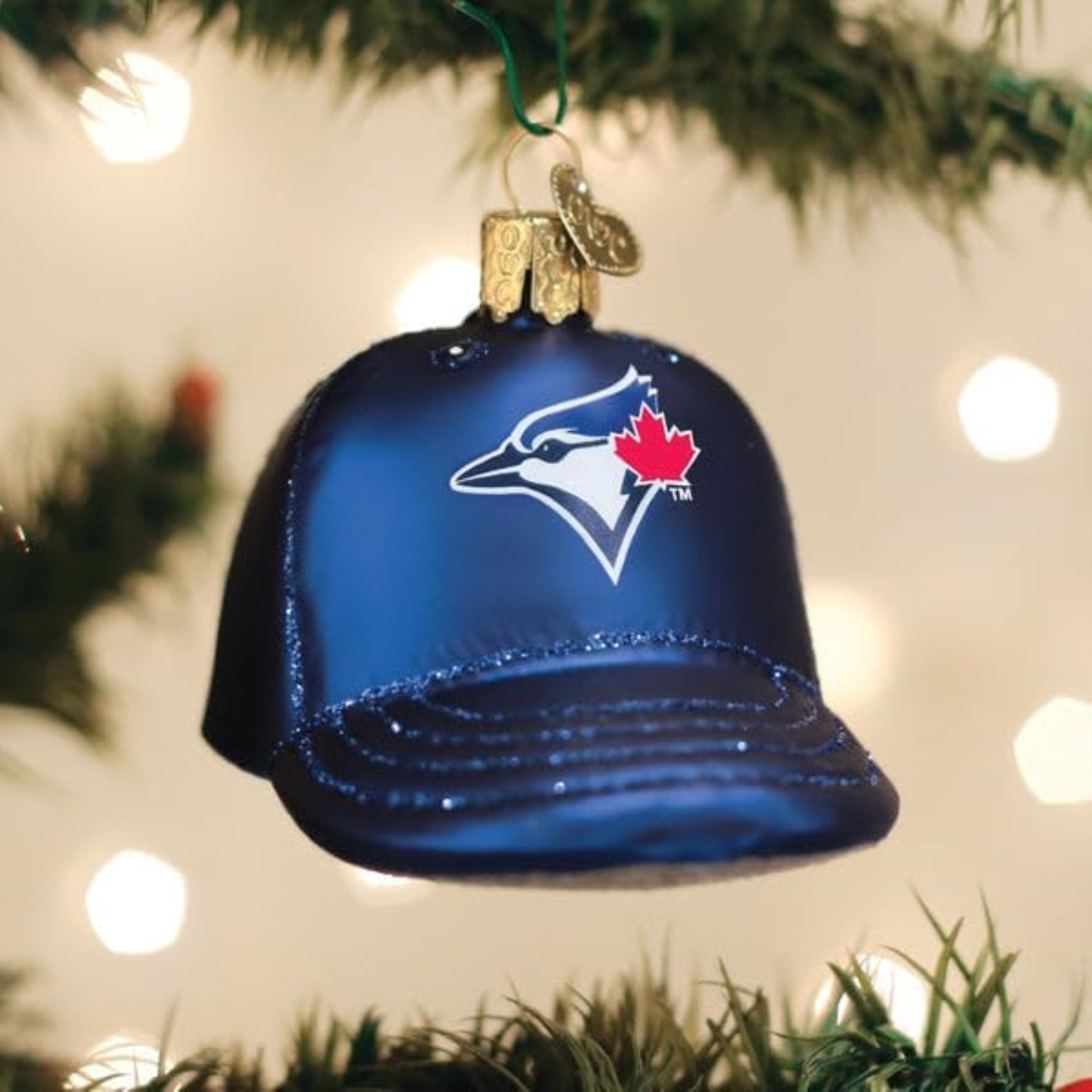 Old World Christmas Blown Glass Ornament for Christmas Tree, Toronto Blue Jays Baseball Cap