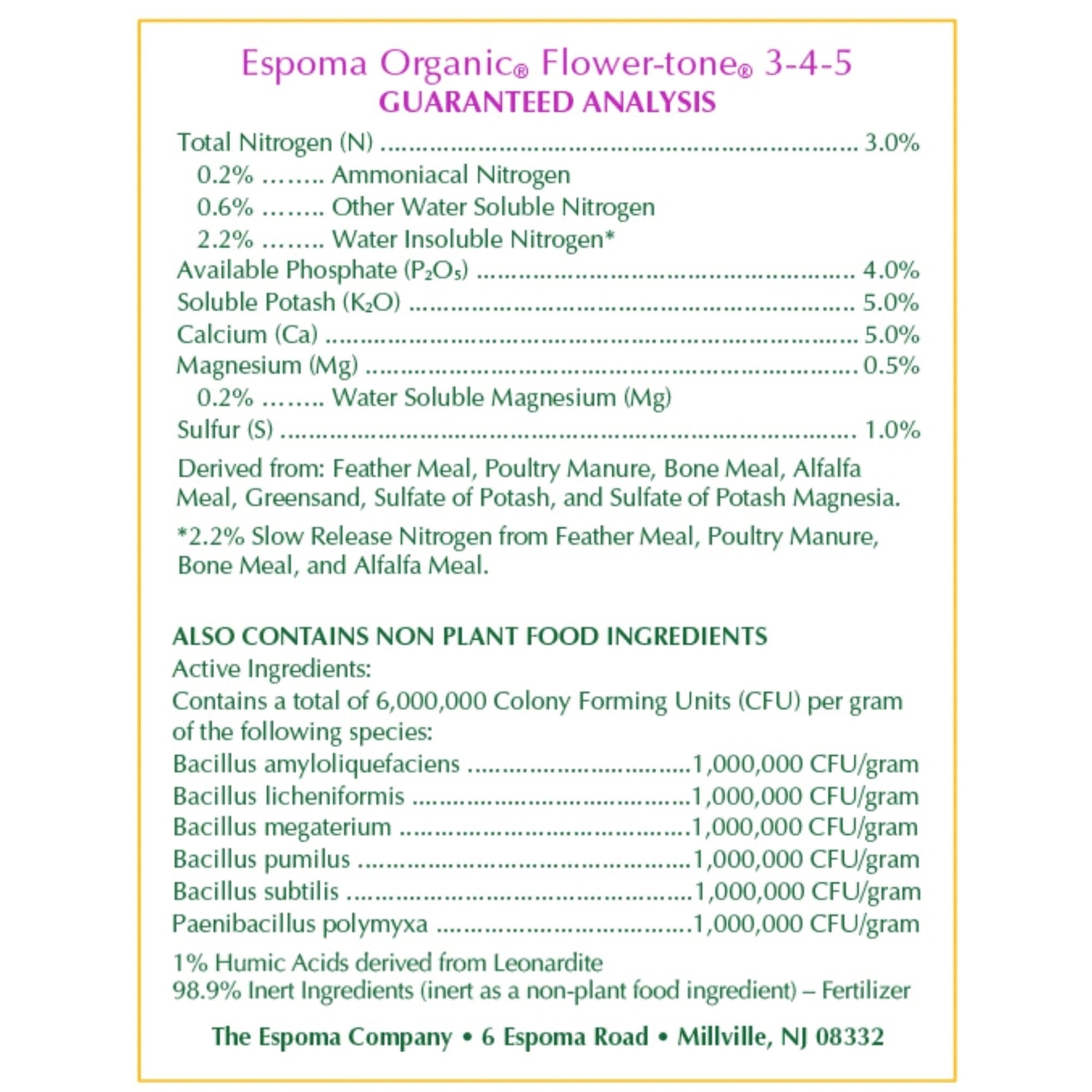 Espoma Organic Flower-tone 3-4-5 Blossom Booster for Organic Gardening for Flowers, Annuals, Perennials & Hanging Baskets