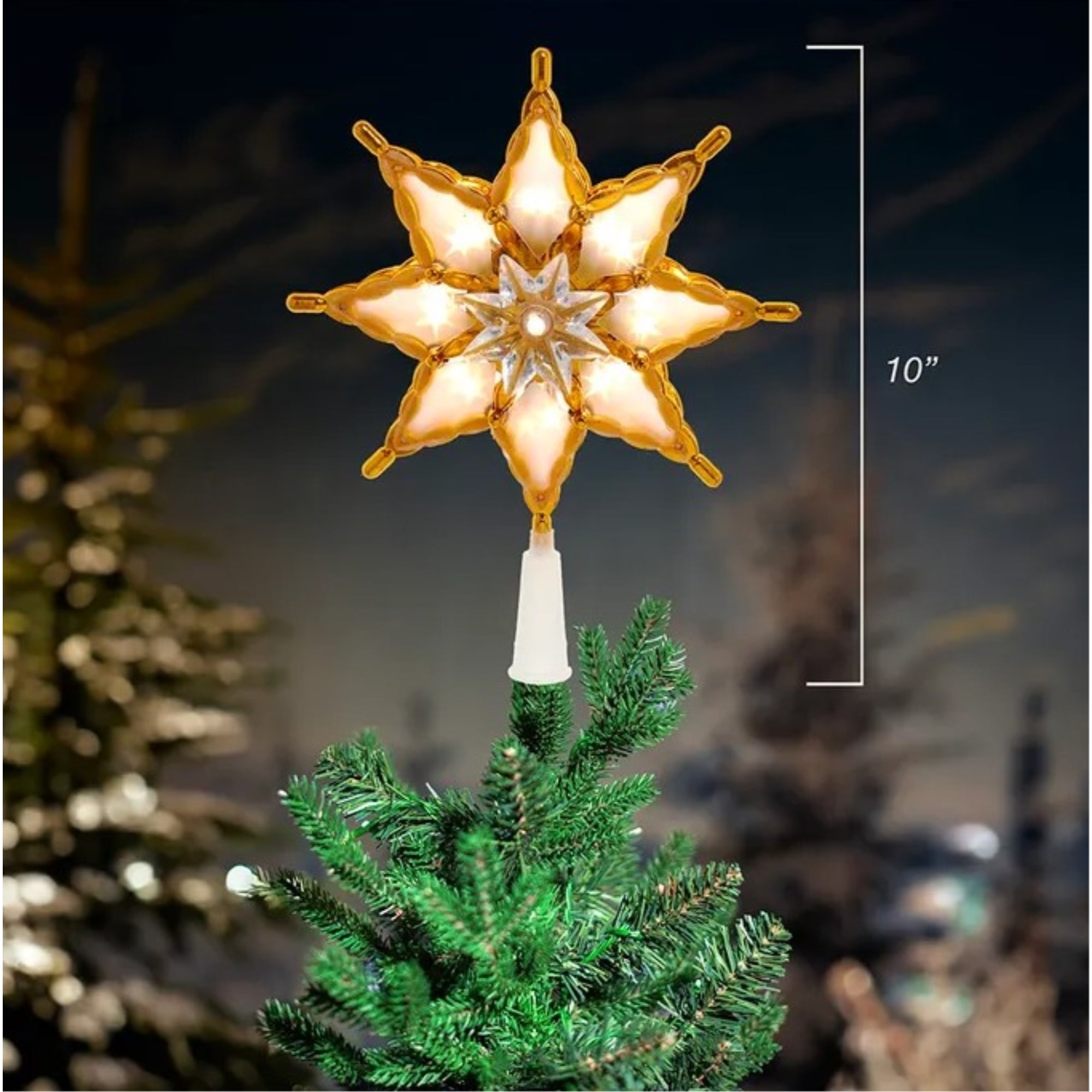 Kurt Adler 18-Light LED Multifunction 8-Point Star Christmas Treetop, 10in