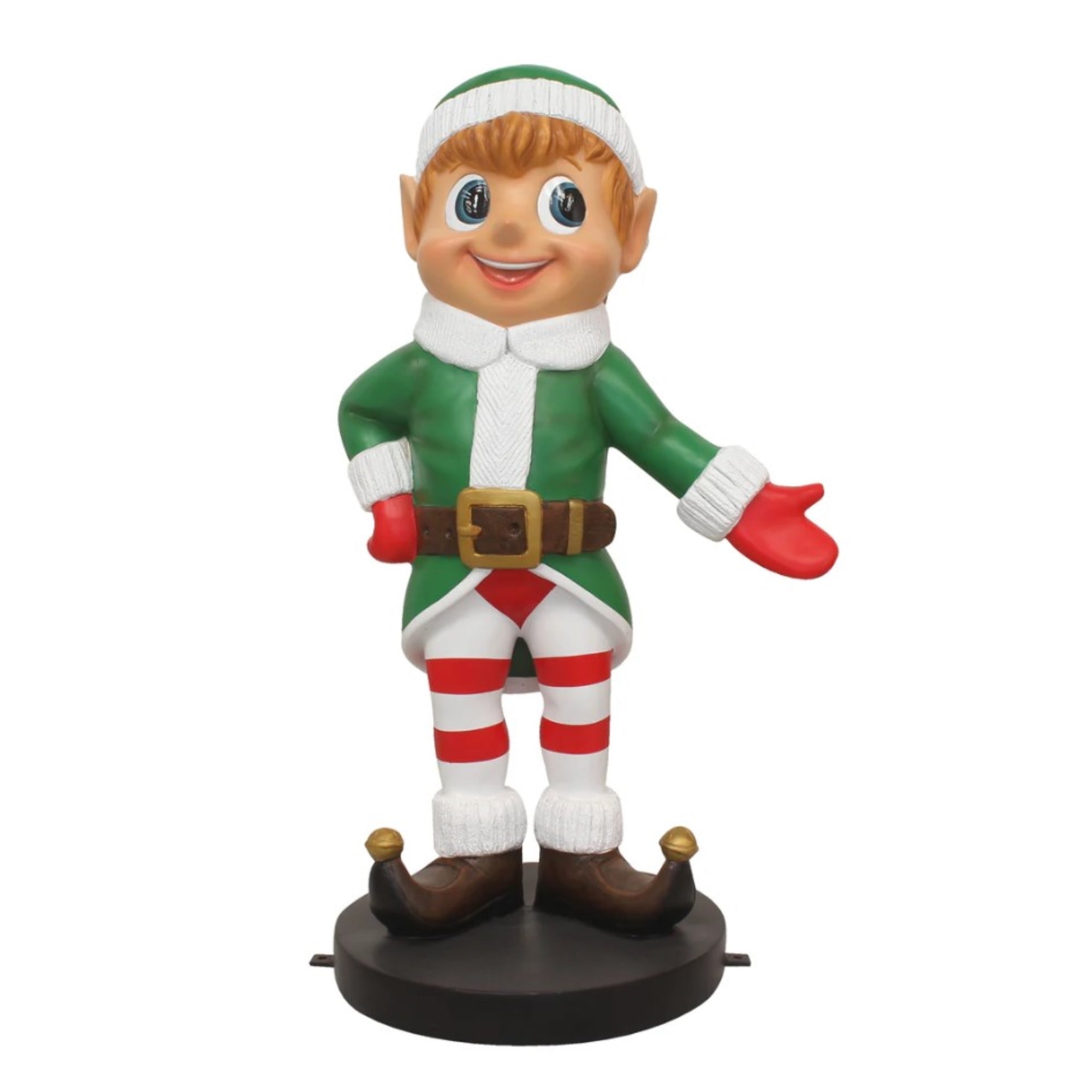 Garden Elements Fiberglass Elf Boy Standing Christmas Statue Yard Decor, 36in