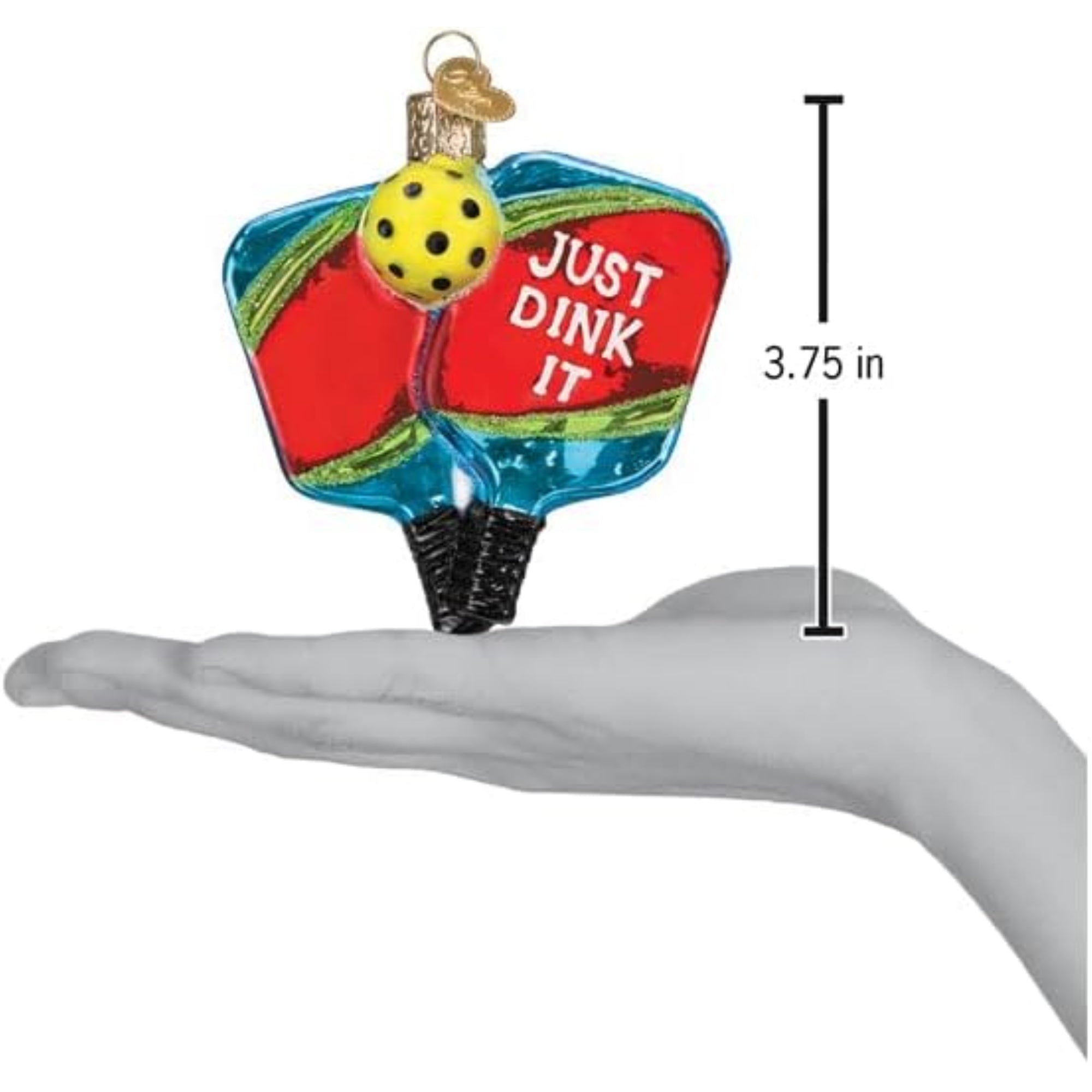 Old World Christmas Blown Glass Ornament for Christmas Tree, Pickleball Paddles (with OWC Gift Box)