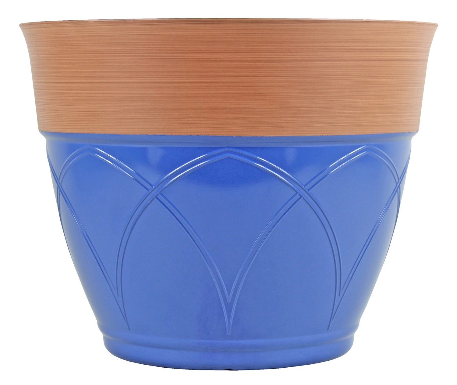 Garden Elements Colored Rim Large Plastic Planter, 15"