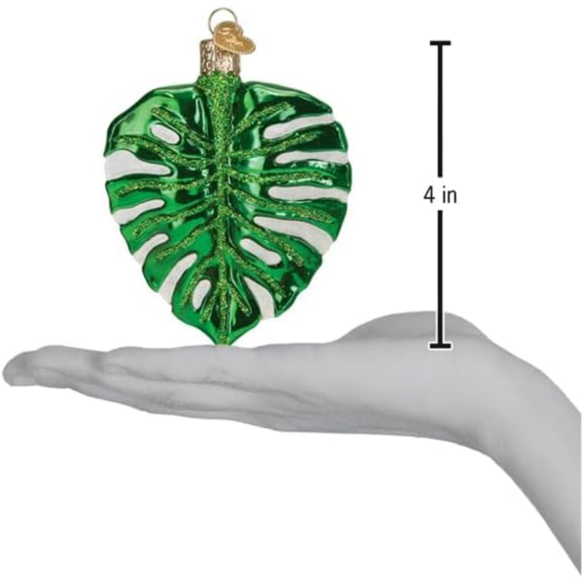 Old World Christmas Blown Glass Ornament for Christmas Tree, Monstera Leaf (with OWC Gift Box)