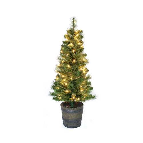 Artificial Christmas Entryway Tree, Prelit Saratoga, 100 Clear Lights, 48-in.