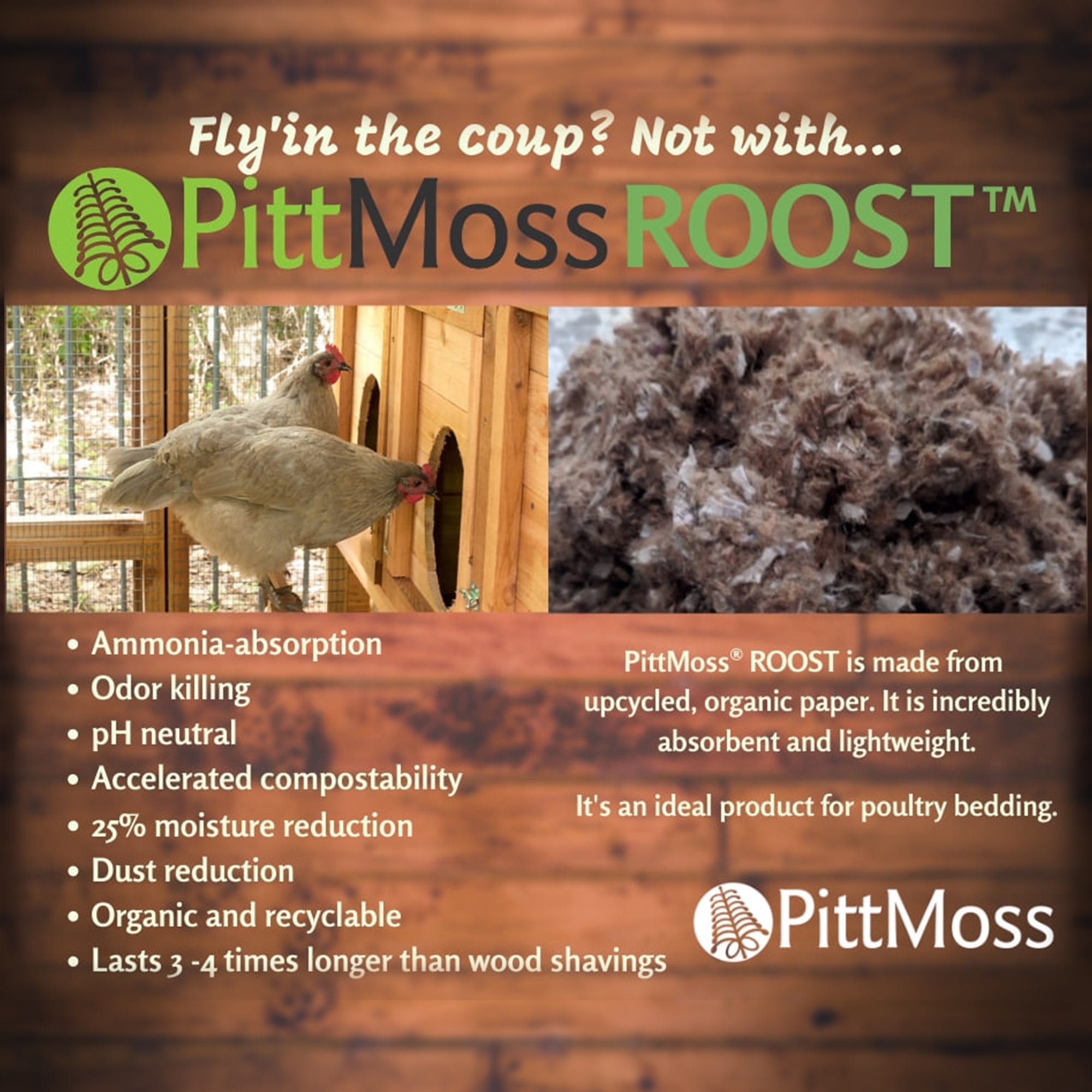 PittMoss Roost Organic Lightweight Next Generation Poultry Bedding, 4 cu ft