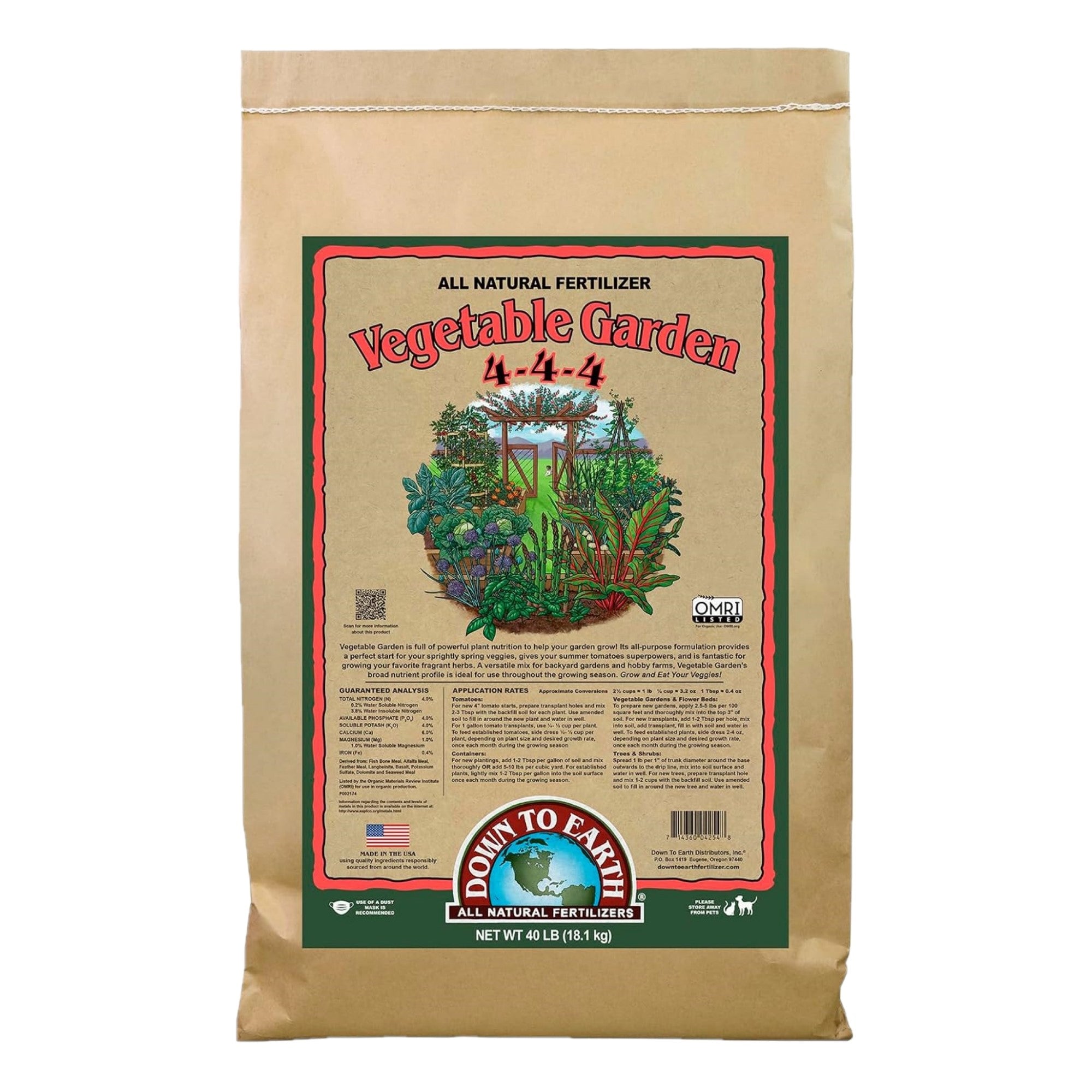 Down to Earth Organic Vegetable Garden Fertilizer 4-4-4