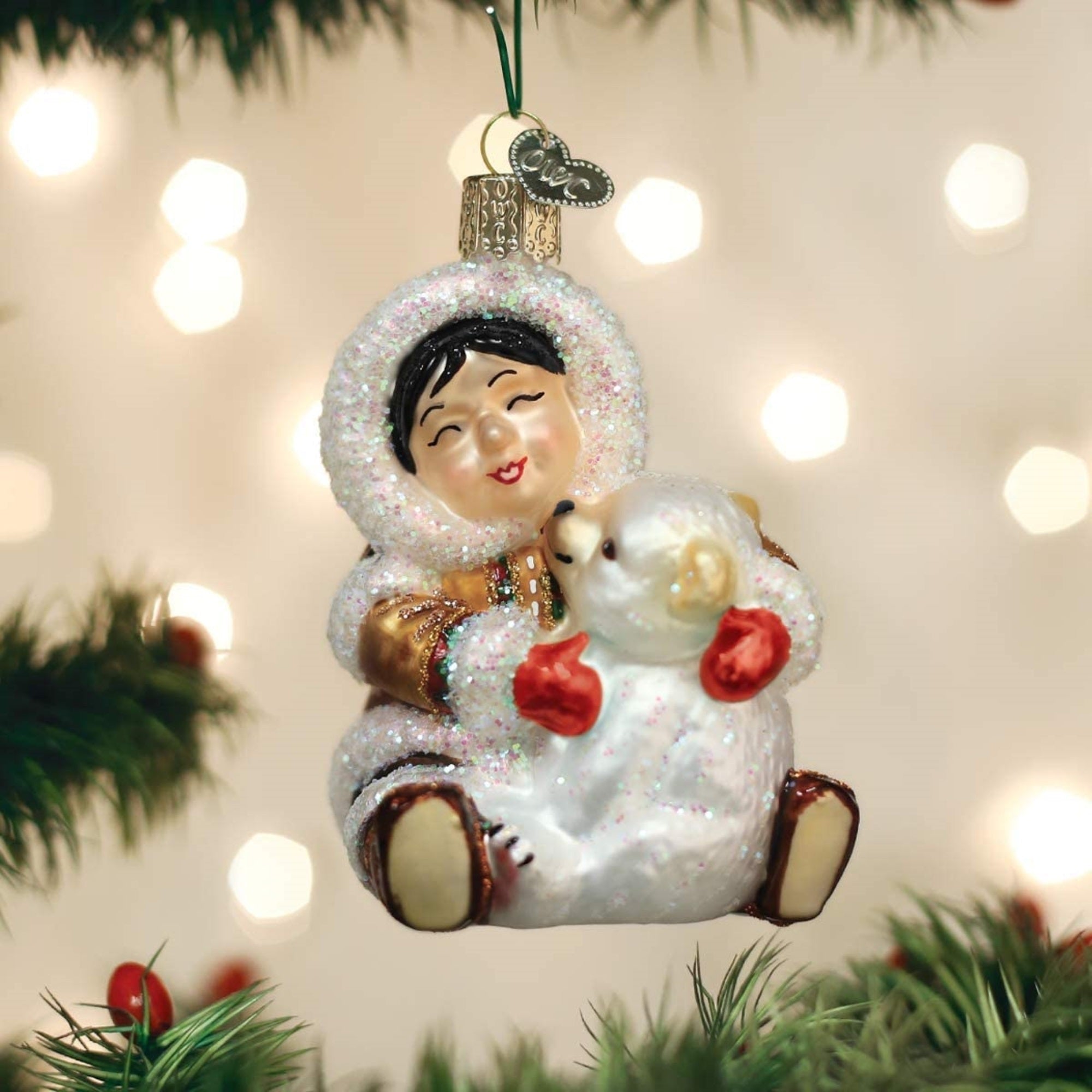 Old World Christmas Blown Glass Ornament for Christmas Tree, Eskimo Giggles