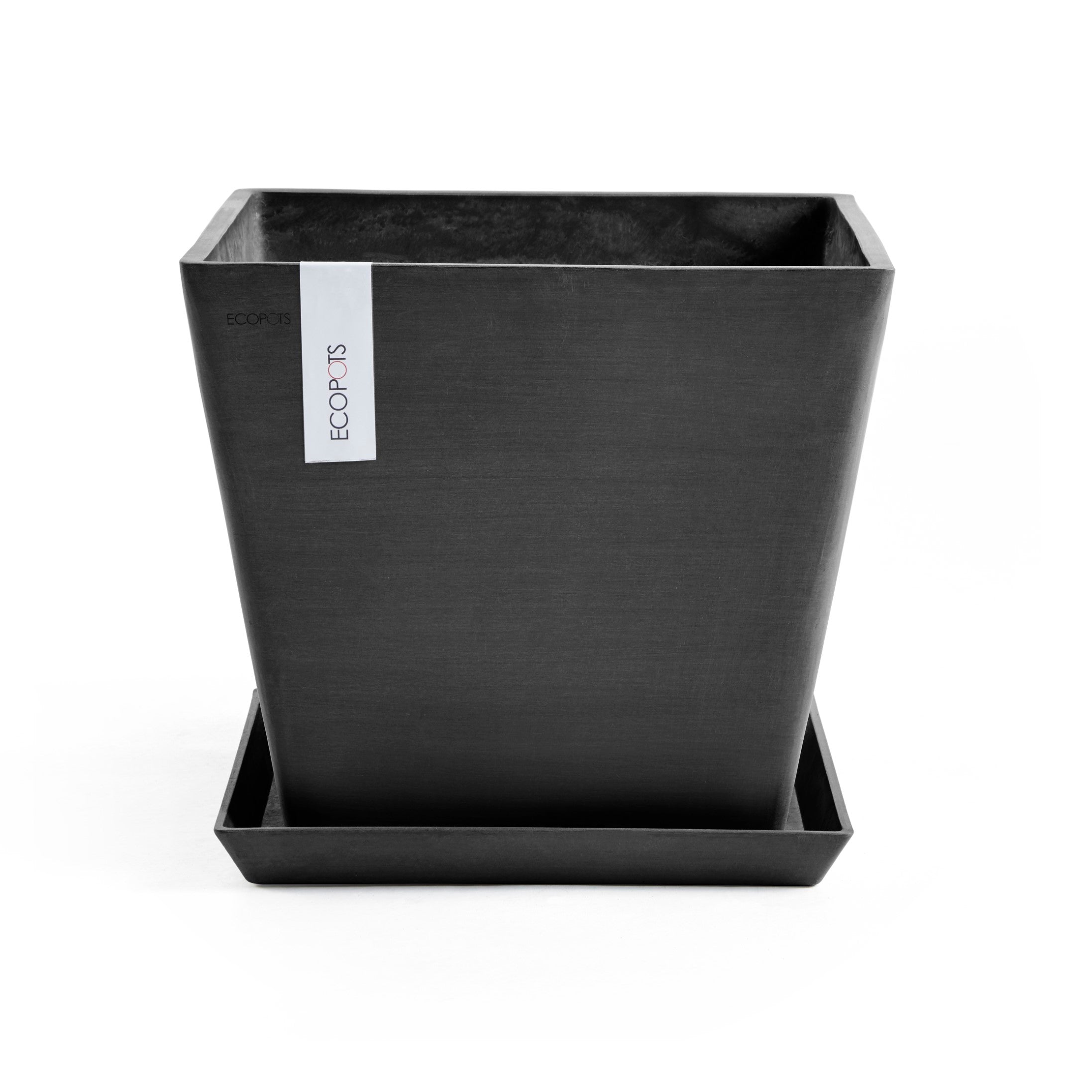 EcoPots Rotterdam Durable Indoor/Outdoor Modern Square Recycled Plastic Planter Flower Pot