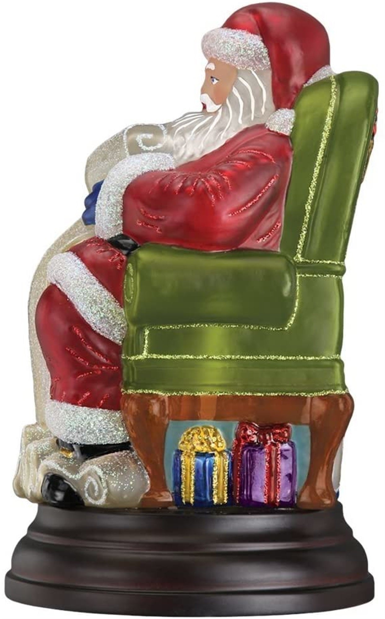 Old World Christmas Glass Blown Lighted Figurine, Santa Checking His List