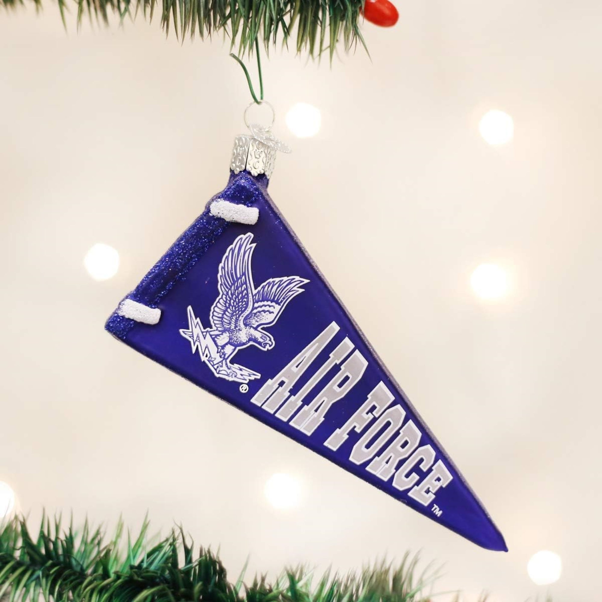 Old World Christmas Blown Glass Ornament for Christmas Tree, NCAA Air Force Falcons Pennant (with OWC Gift Box)