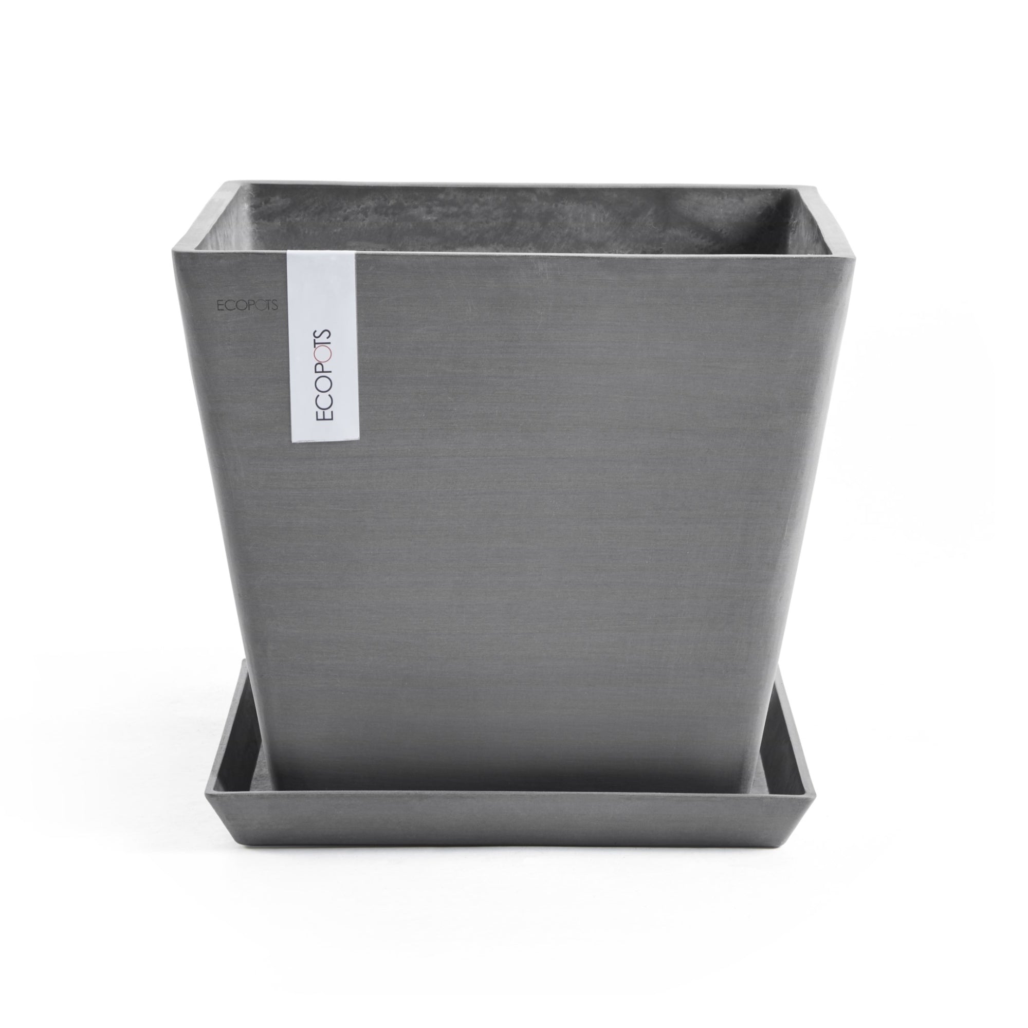 Ecopots Rotterdam Durable Modern Square Indoor/Outdoor Recycled-Based Composite Flower Planter