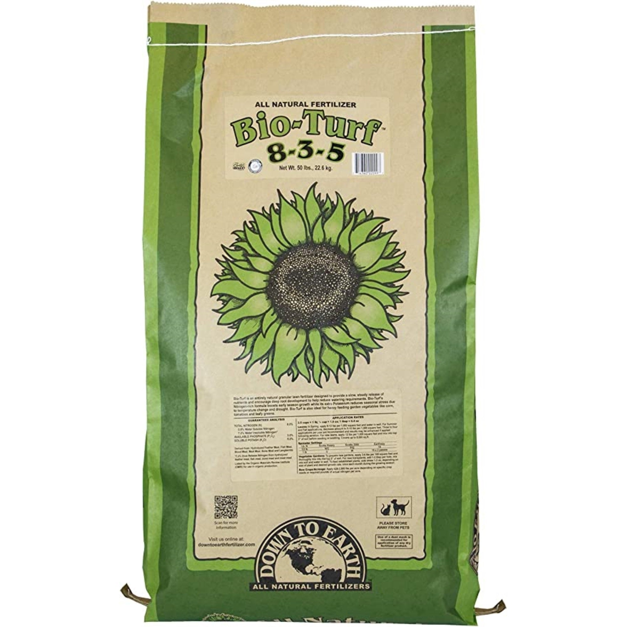 Down To Earth Organic Bio-Turf Fertilizer Mix 8-3-5