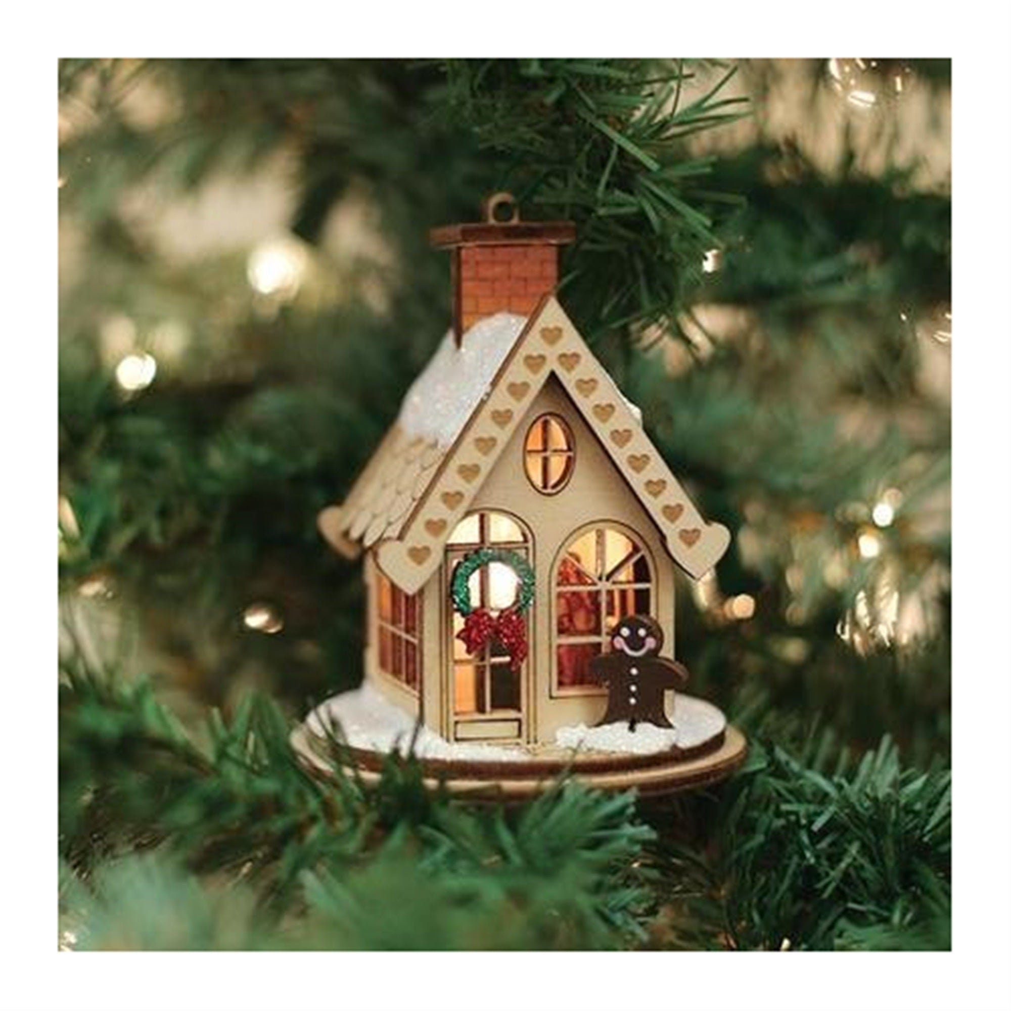 Old World Christmas Ginger Cottage Wooden Ornament for Christmas Tree, Gingerbread Cottage