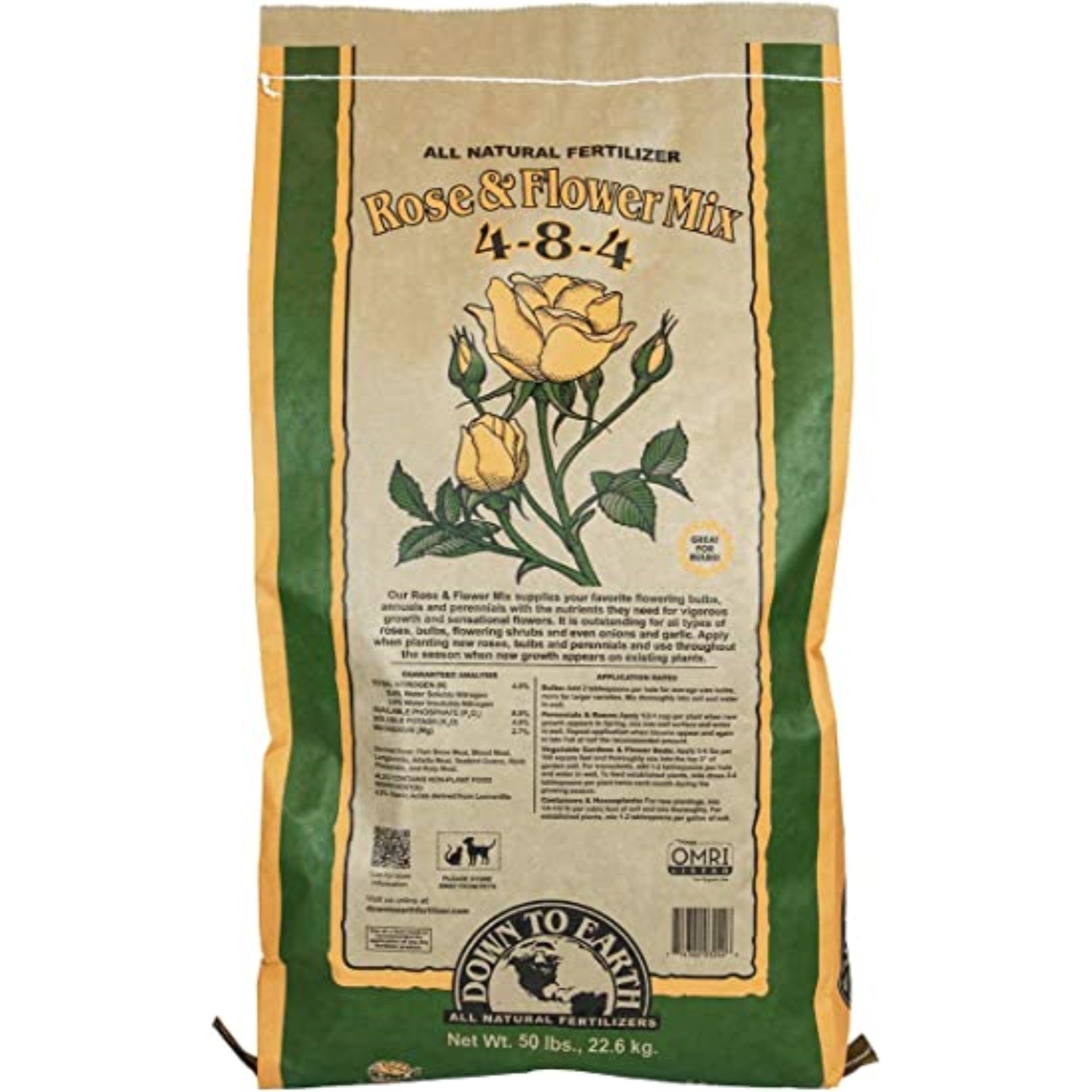 Down To Earth Organic Rose & Flower Fertilizer Mix 4-8-4