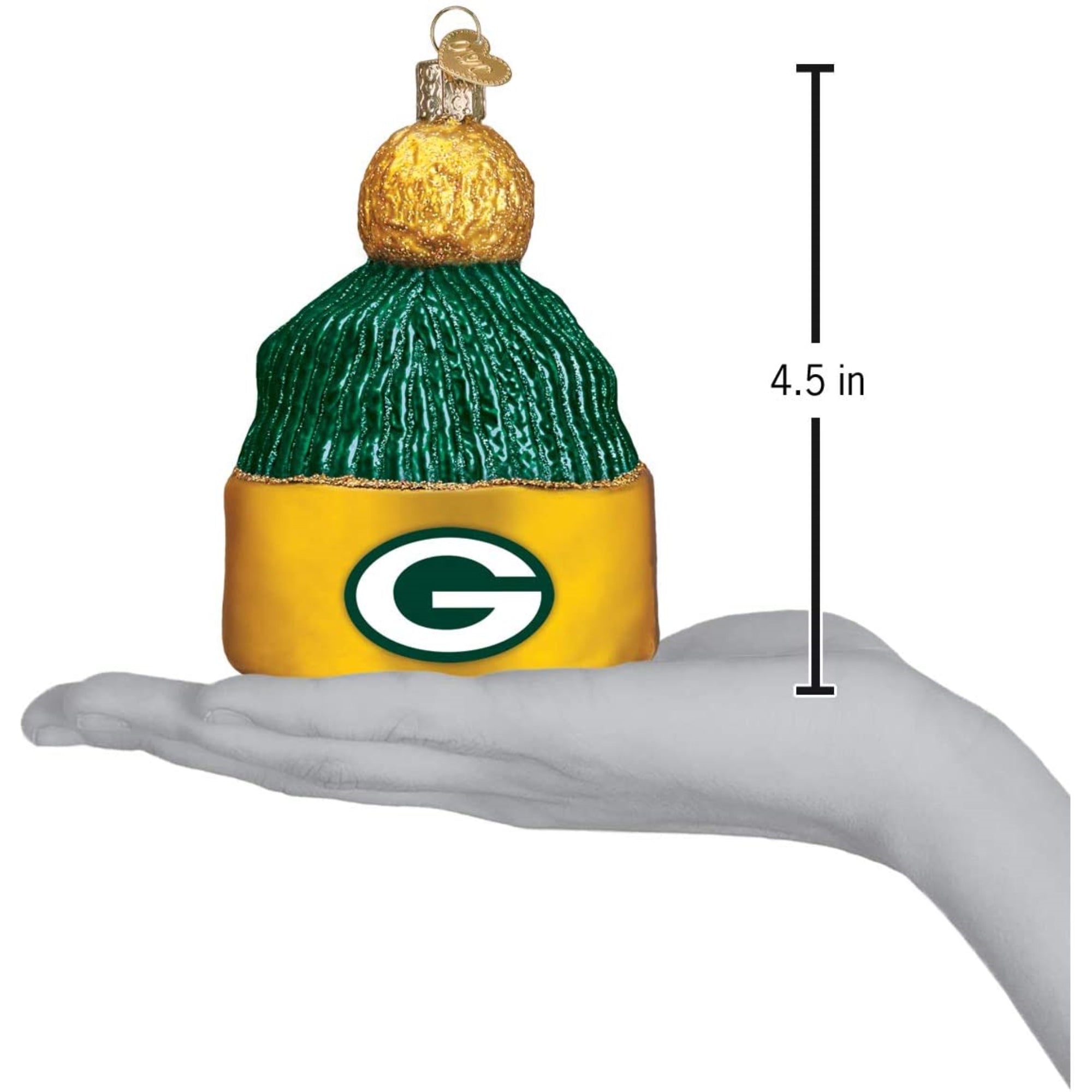 Old World Christmas Blown Glass Ornament for Christmas Tree, Green Bay Packers Beanie