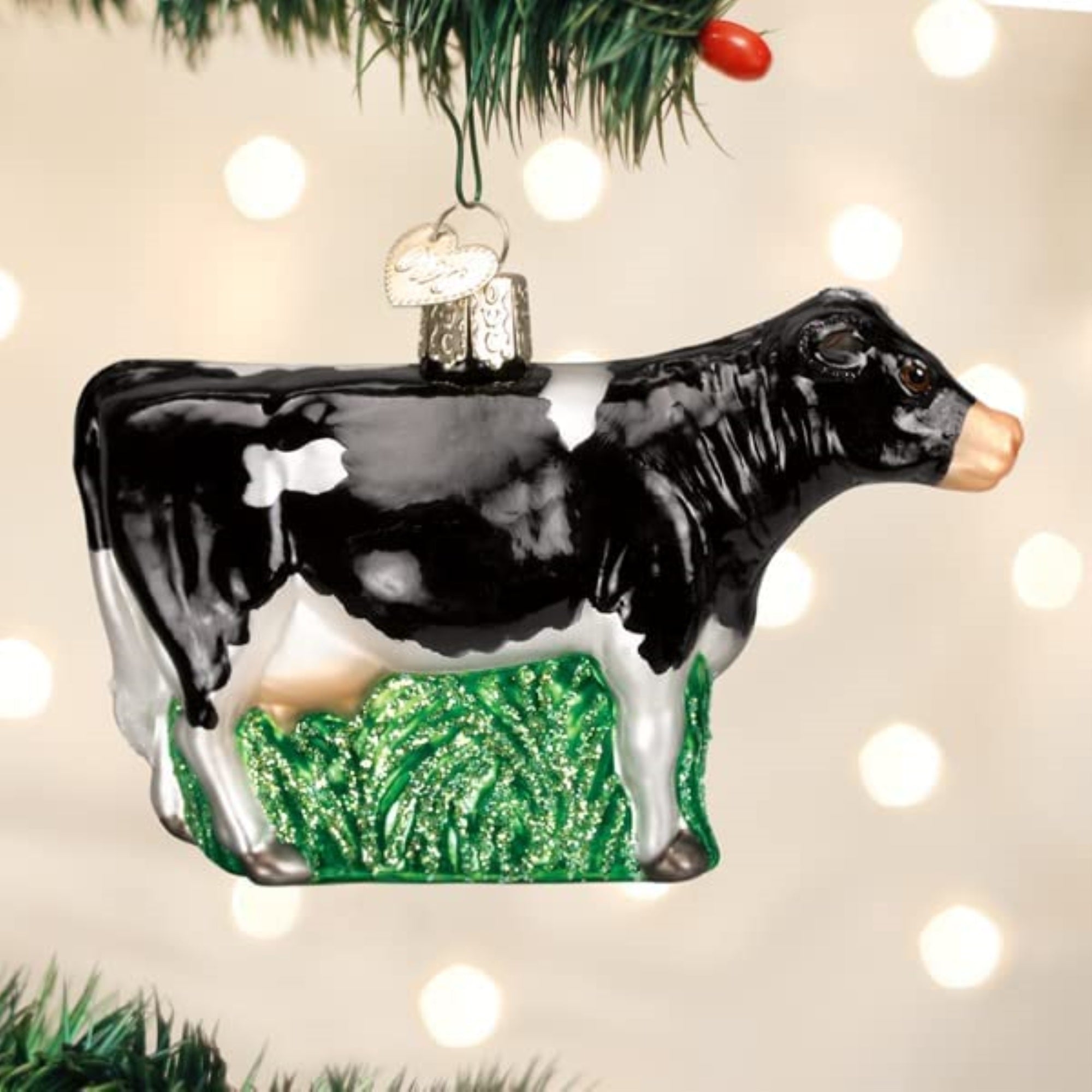 Old World Christmas Blown Glass Ornament for Christmas Tree, Dairy Cow