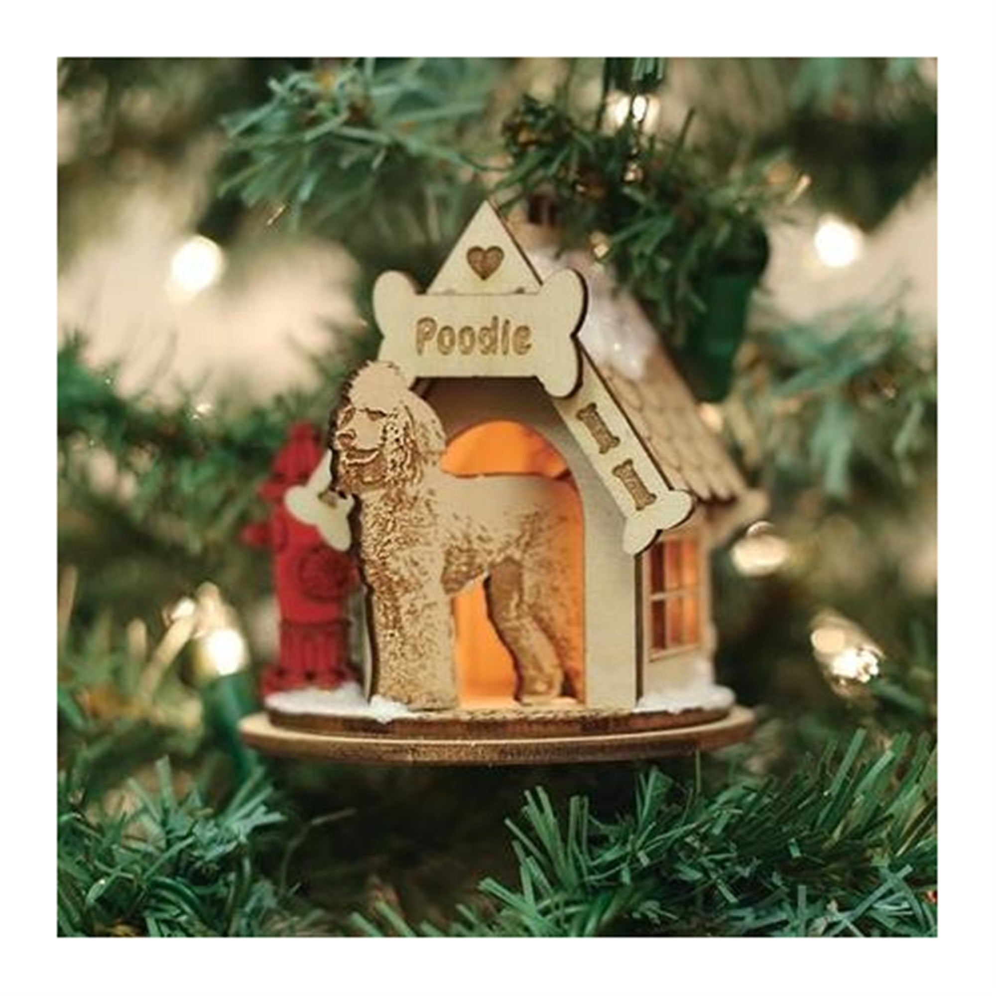 Old World Christmas Ginger Cottages Wooden Tea Light Display, Poodle Doghouse