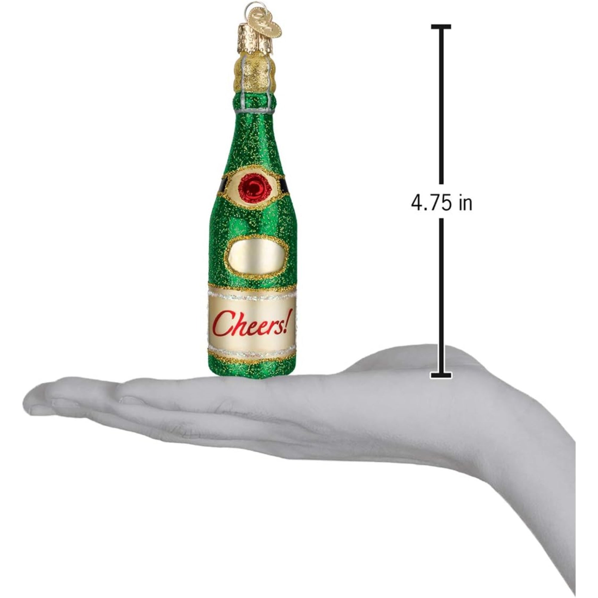 Old World Christmas Blown Glass Ornament for Christmas Tree, Cheers Bottle