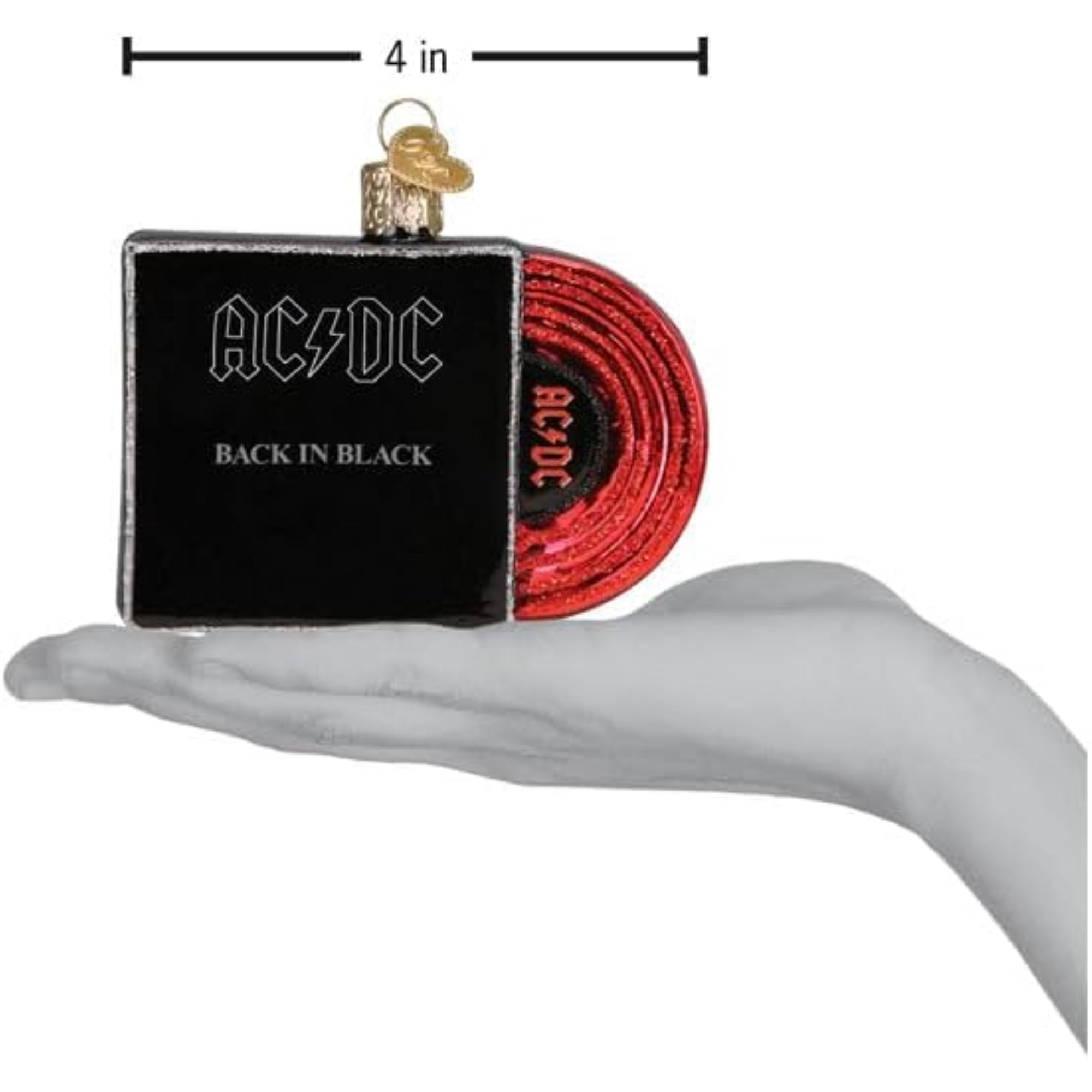 Old World Christmas Blown Glass Ornament for Christmas Tree, Back In Black Album Cover (with OWC Gift Box)