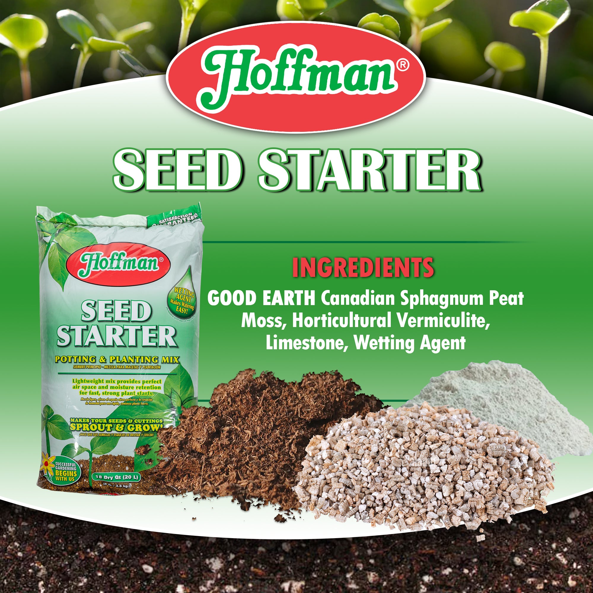 Hoffman Seed Starter Potting & Planting Mix with Wetting Agent for Moisture Retention