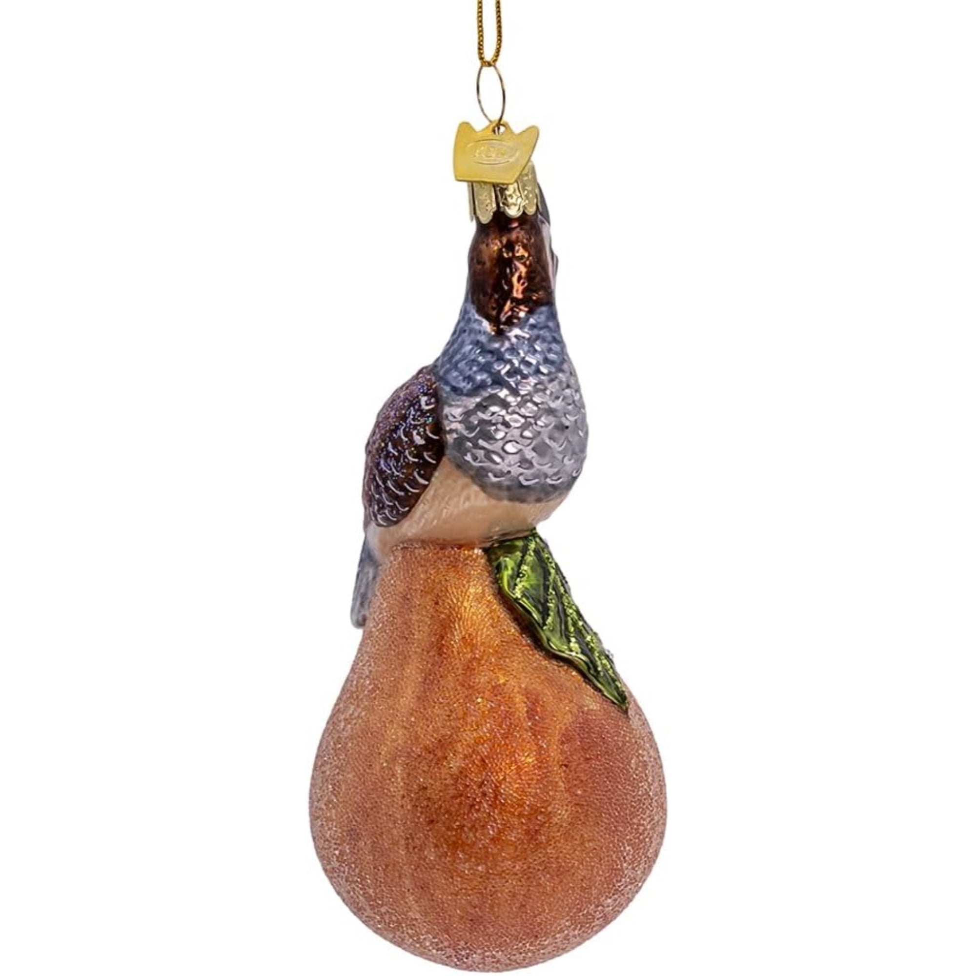 Kurt Adler Nobel Gems Collection Glass Christmas Ornament, Partridge in a Pear Tree