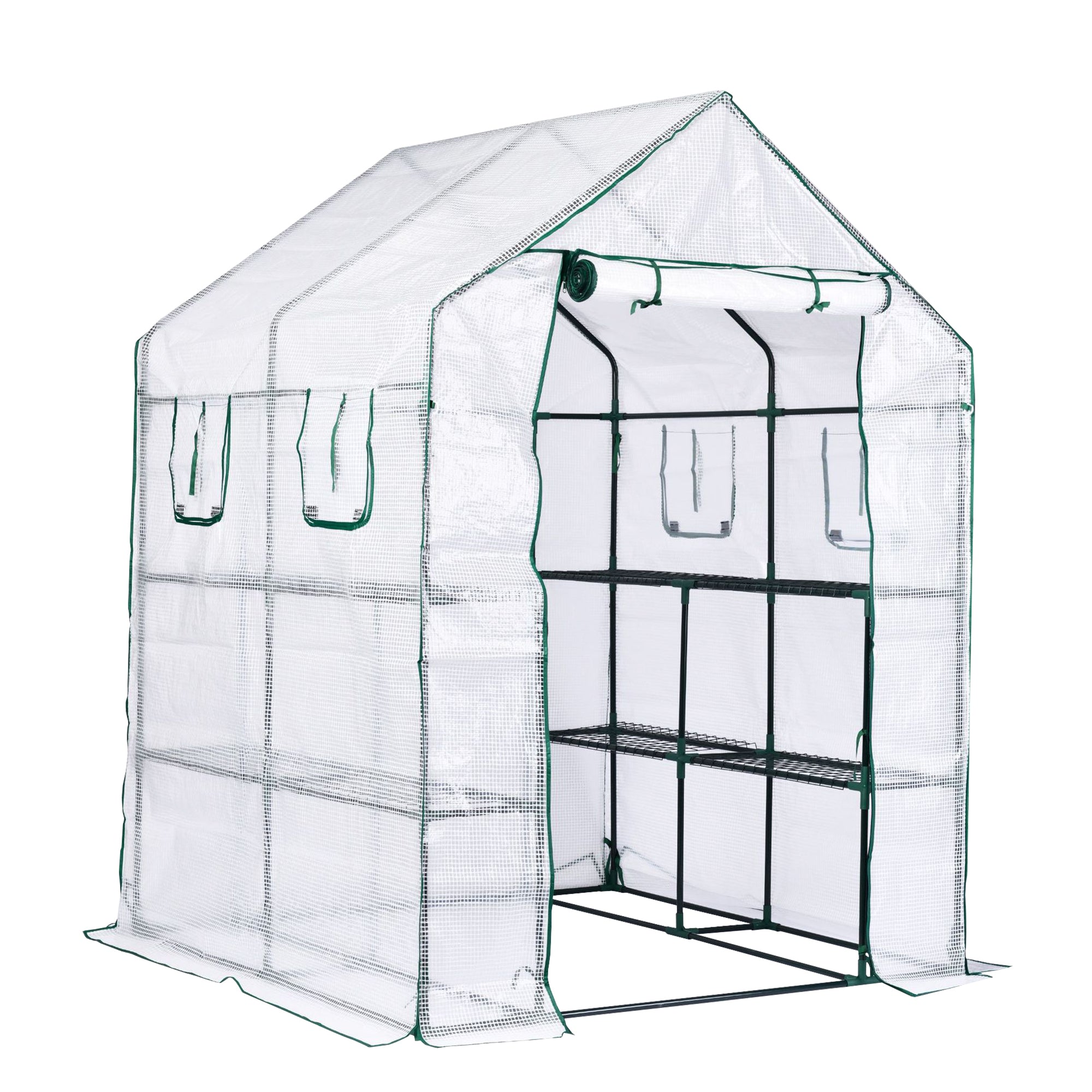 Garden Elements Personal Plastic Indoor/Outdoor Standing Greenhouse for Seed Starting and Propagation, Frost Protection, Vented, White, Large, 56" x 56" x 77"