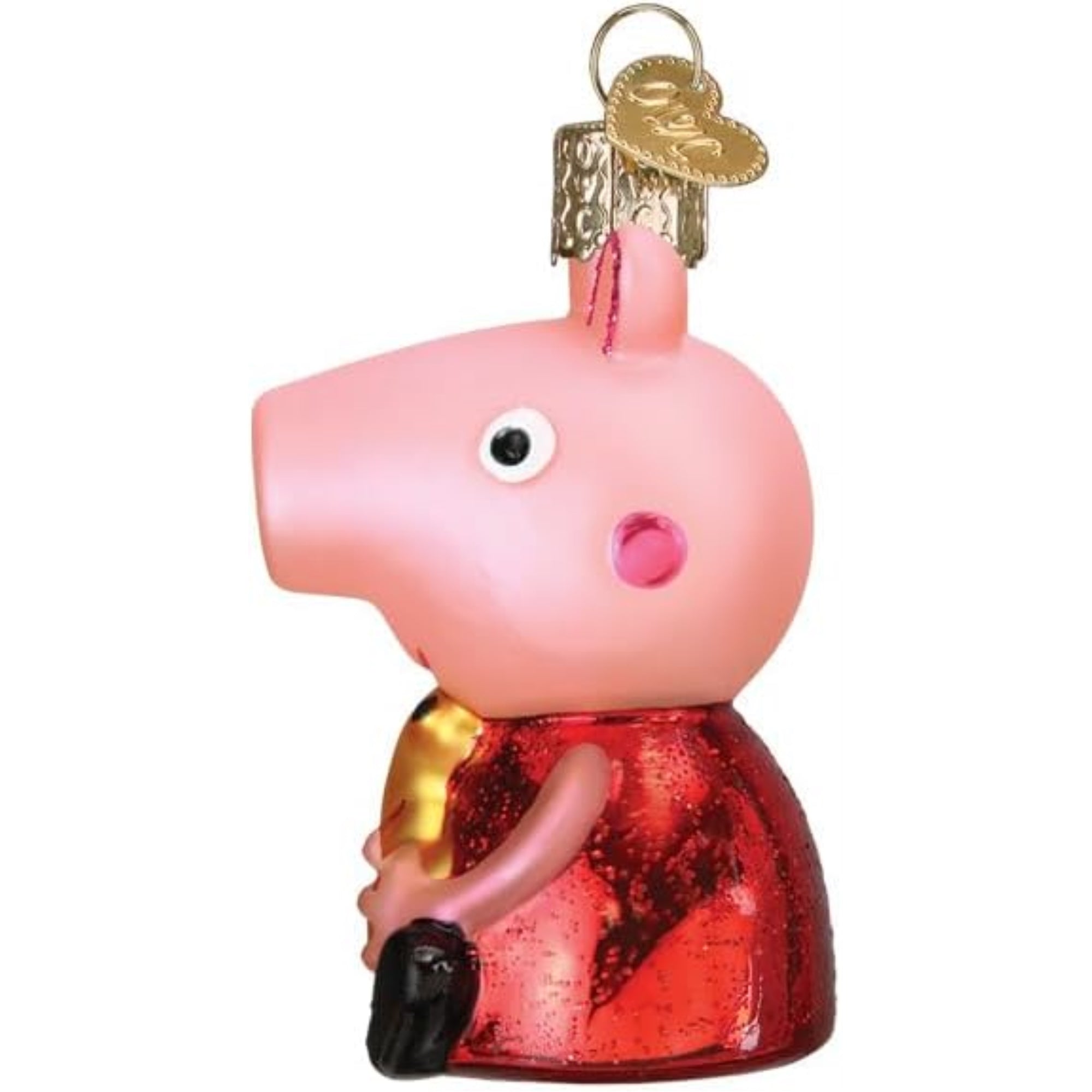 Old World Christmas Blown Glass Ornament for Christmas Tree, Peppa Pig With Teddy (with OWC Gift Box)