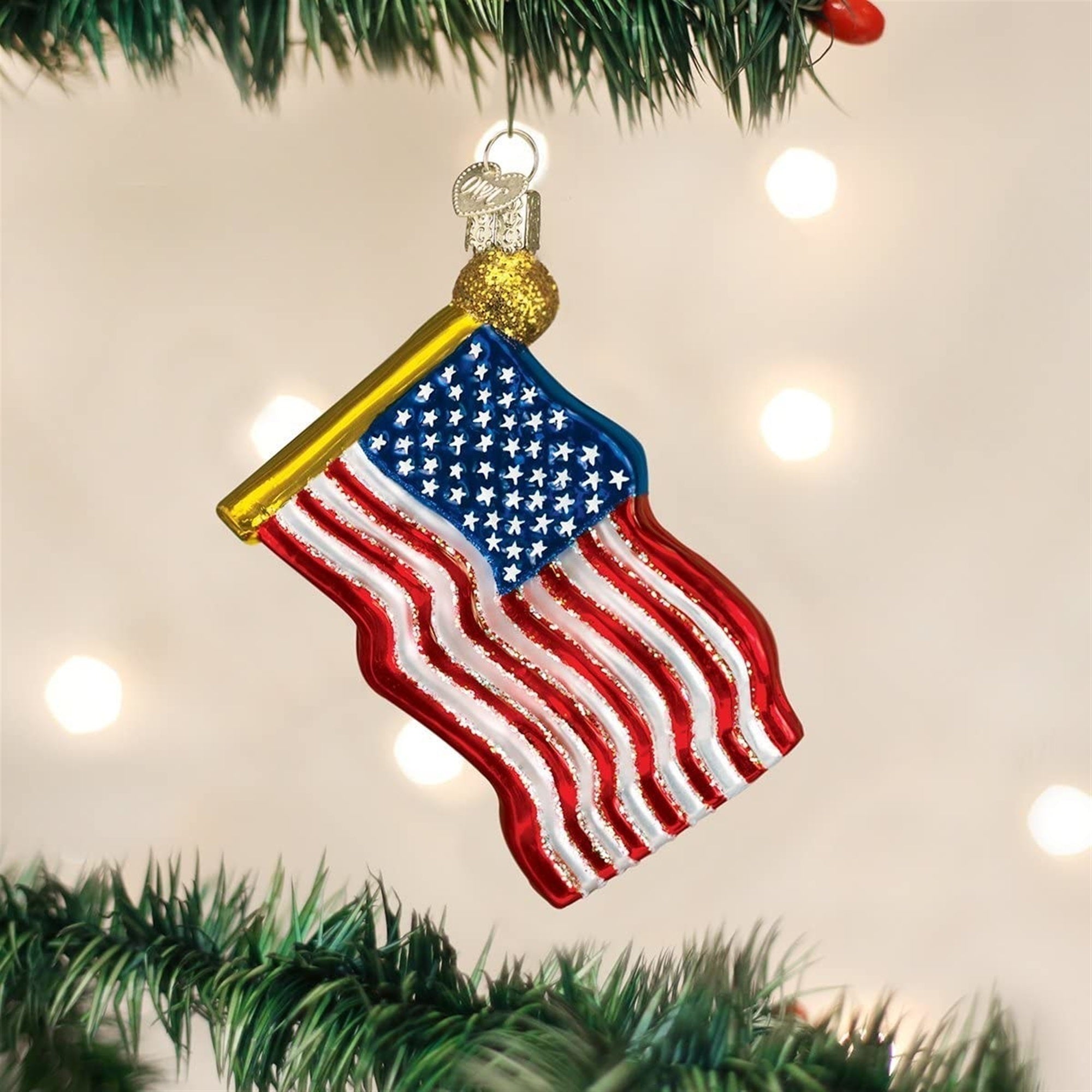 Old World Christmas Blown Glass Ornament for Christmas Tree, Star Spangled Banner