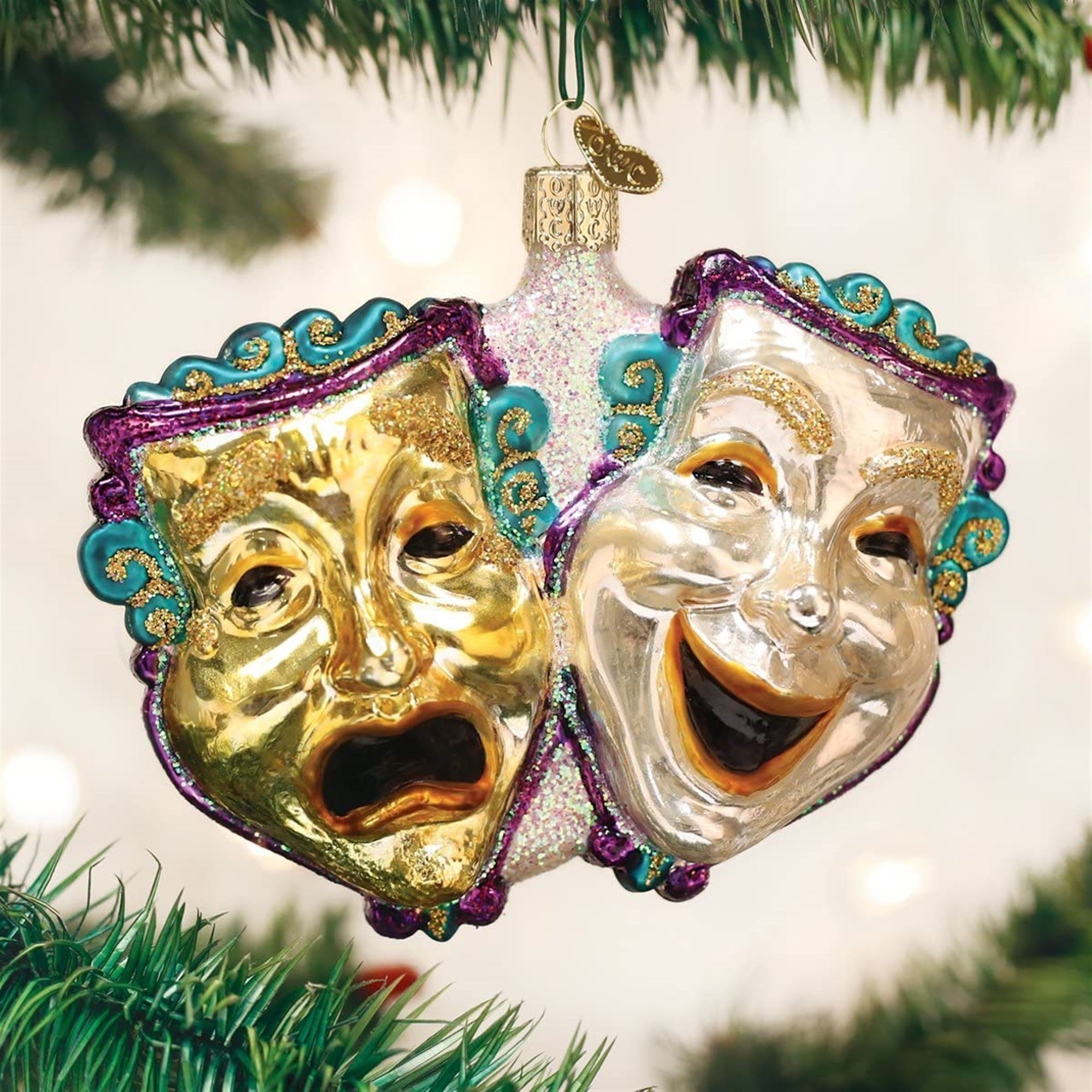 Old World Christmas Blown Glass Ornament for Christmas Tree, Comedy and Tragedy