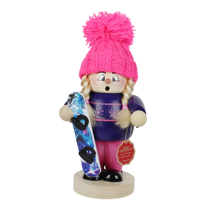 Steinbach Wooden Big Smoker Snowboard Girl Nutcracker, 10in