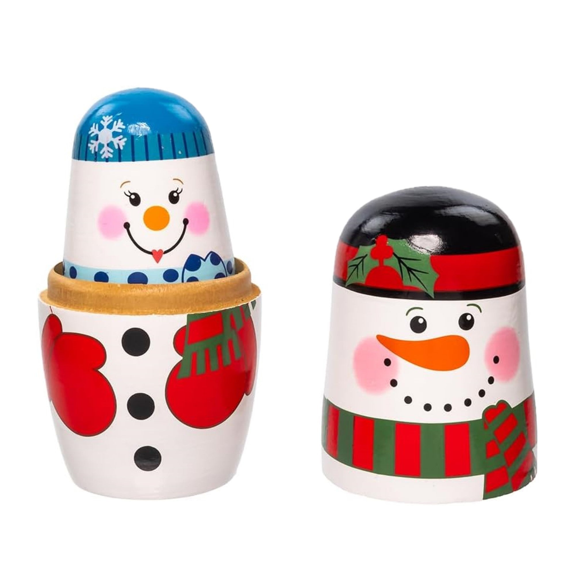 Kurt Adler Wooden Snowman Nesting Dolls, Multicolored (Set of 5)